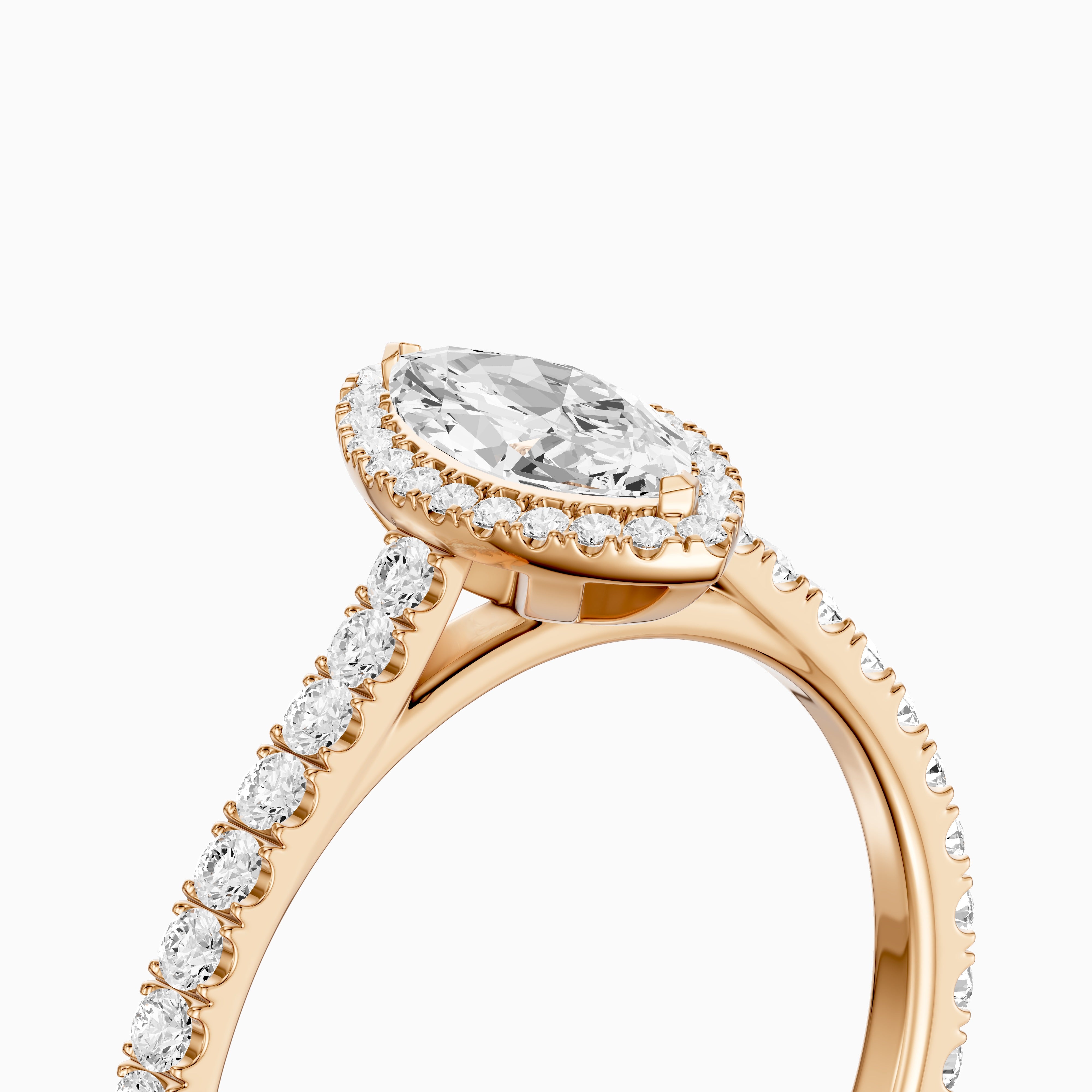 Sloane Marquise Cut Halo Cathedral Pave Lab Grown Diamond Ring