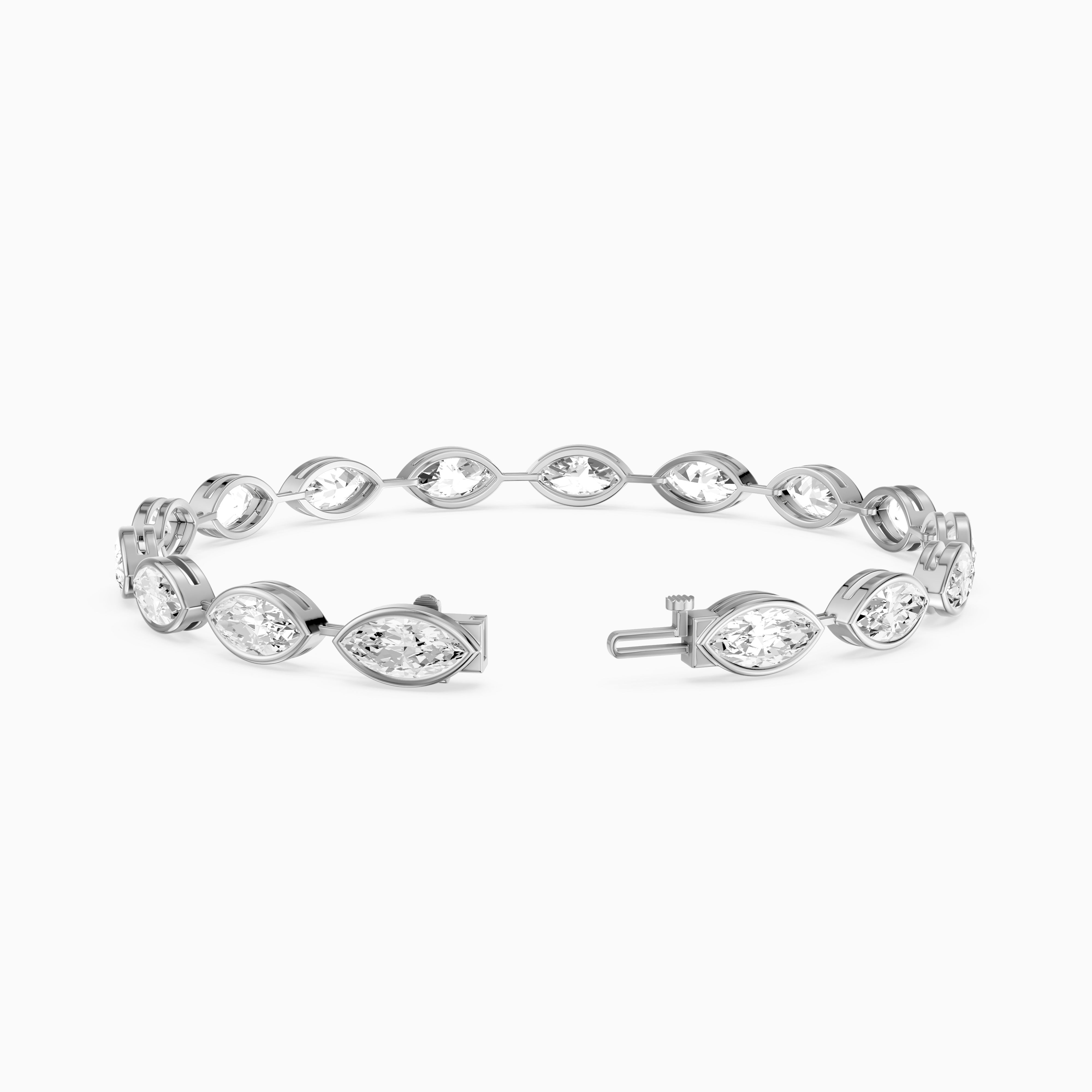 Alinn Marquise Cut Lab Grown Diamond  Bezel Set Tennis Bracelet