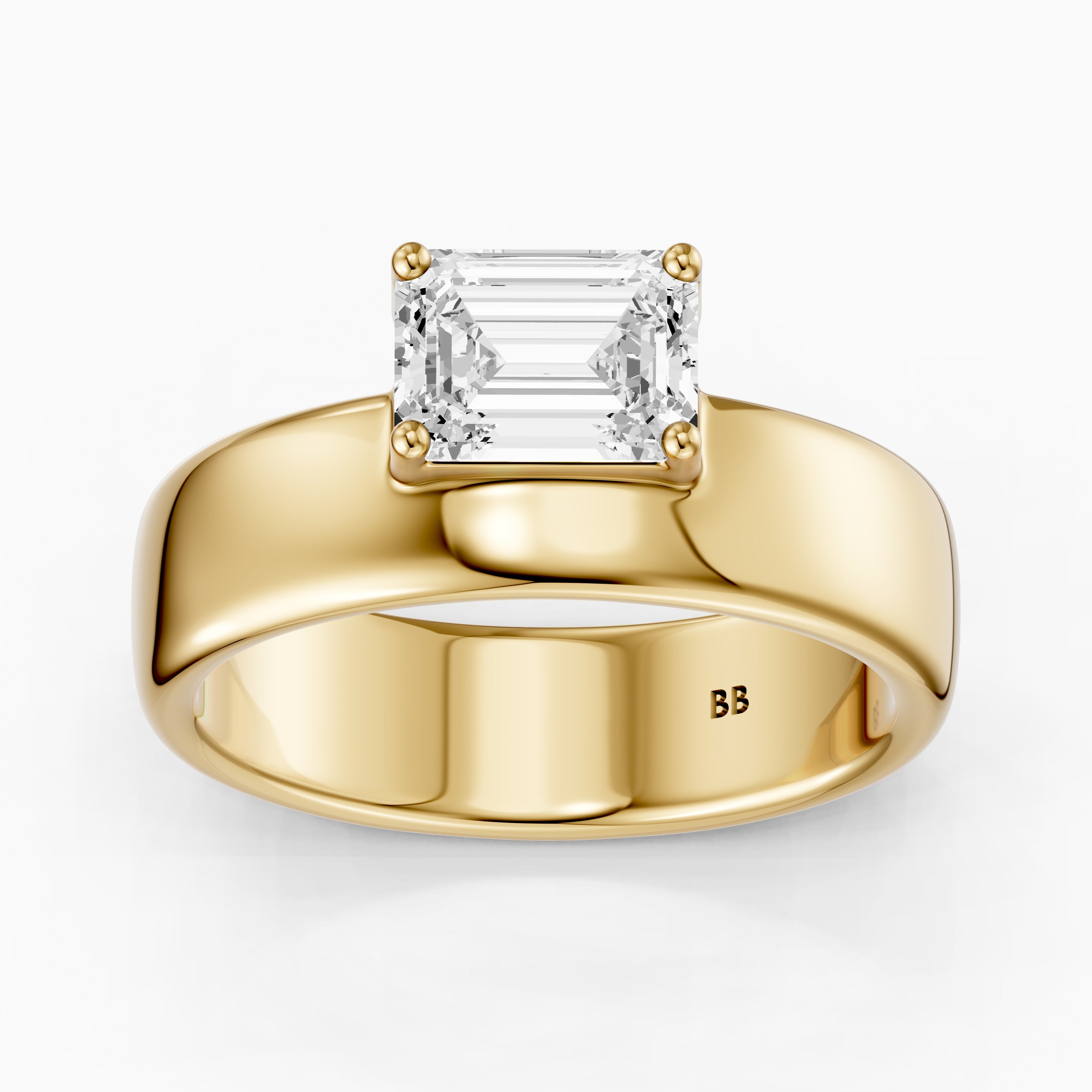 Zofia Asscher Cut Lab Diamond Solitaire Prong Set Cigar Band