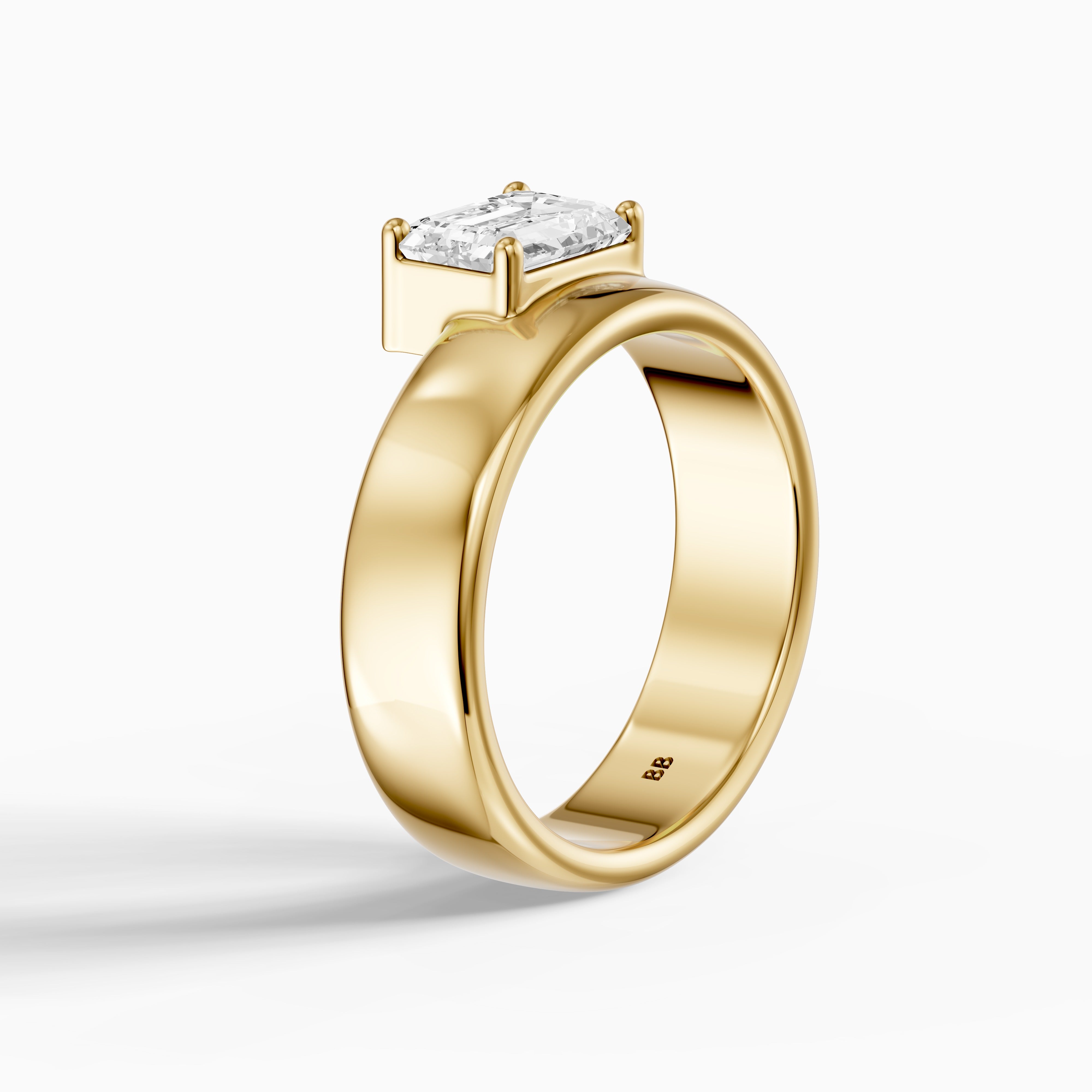 Zofia Asscher Cut Lab Diamond Solitaire Prong Set Cigar Band