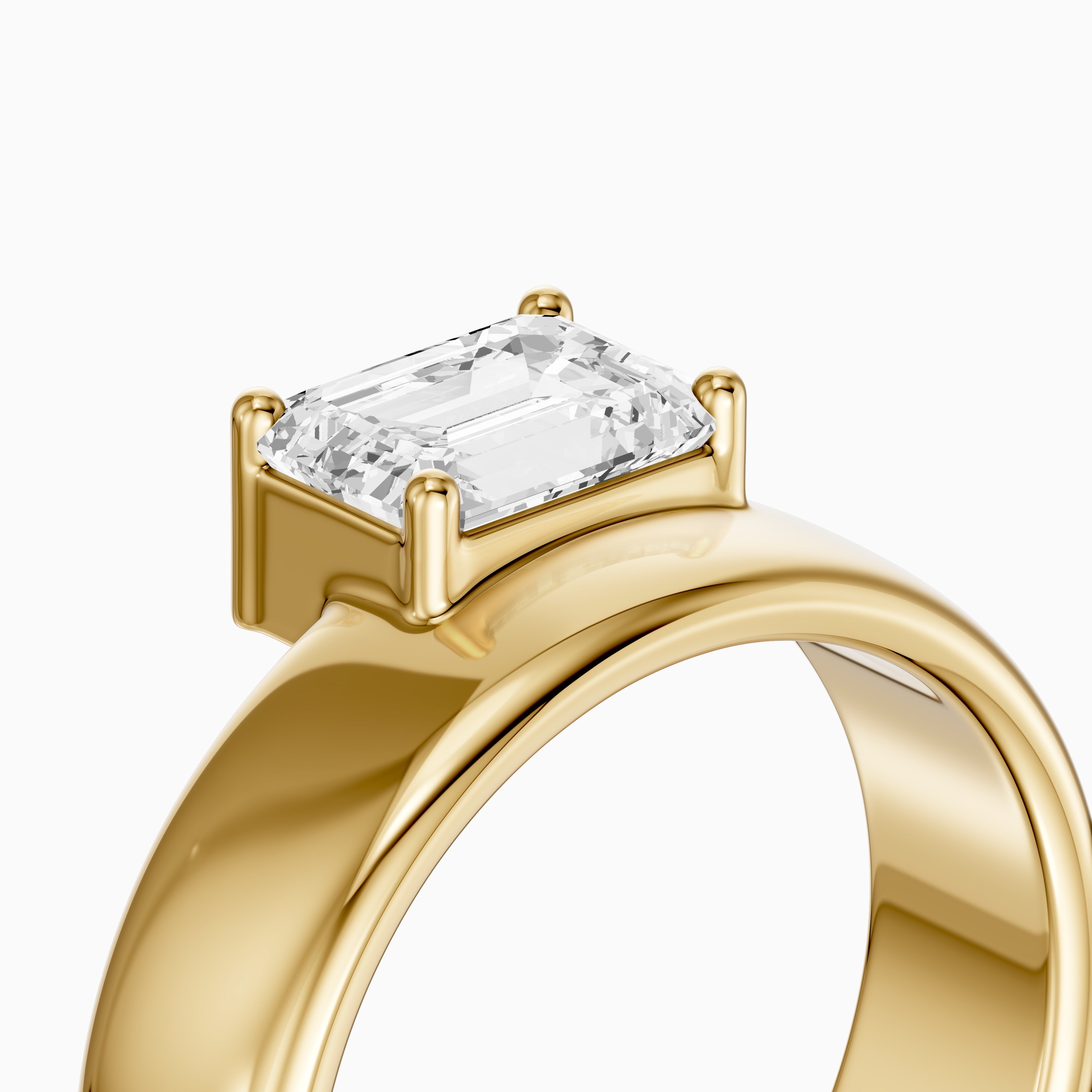 Zofia Asscher Cut Lab Diamond Solitaire Prong Set Cigar Band