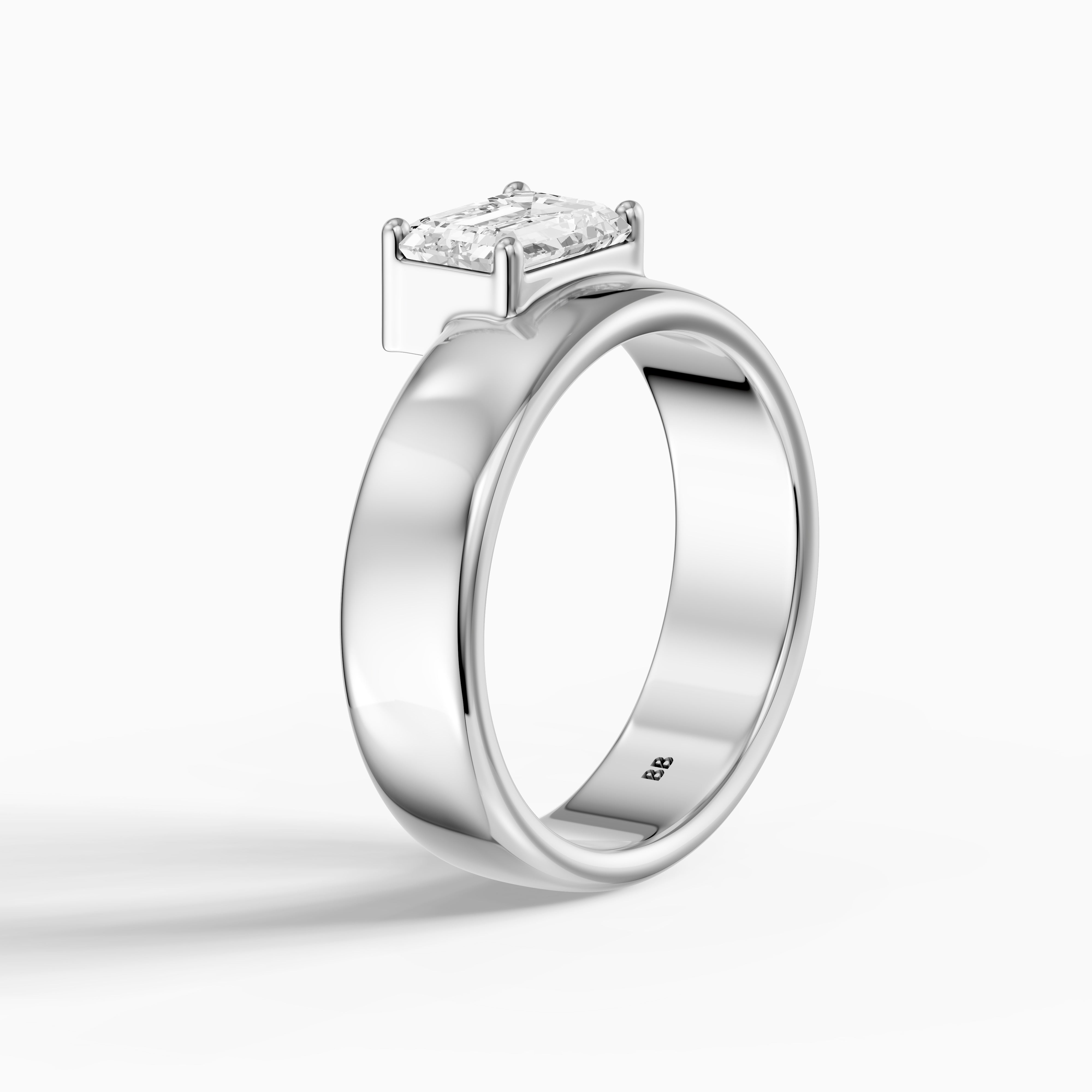 Zofia Asscher Cut Lab Diamond Solitaire Prong Set Cigar Band