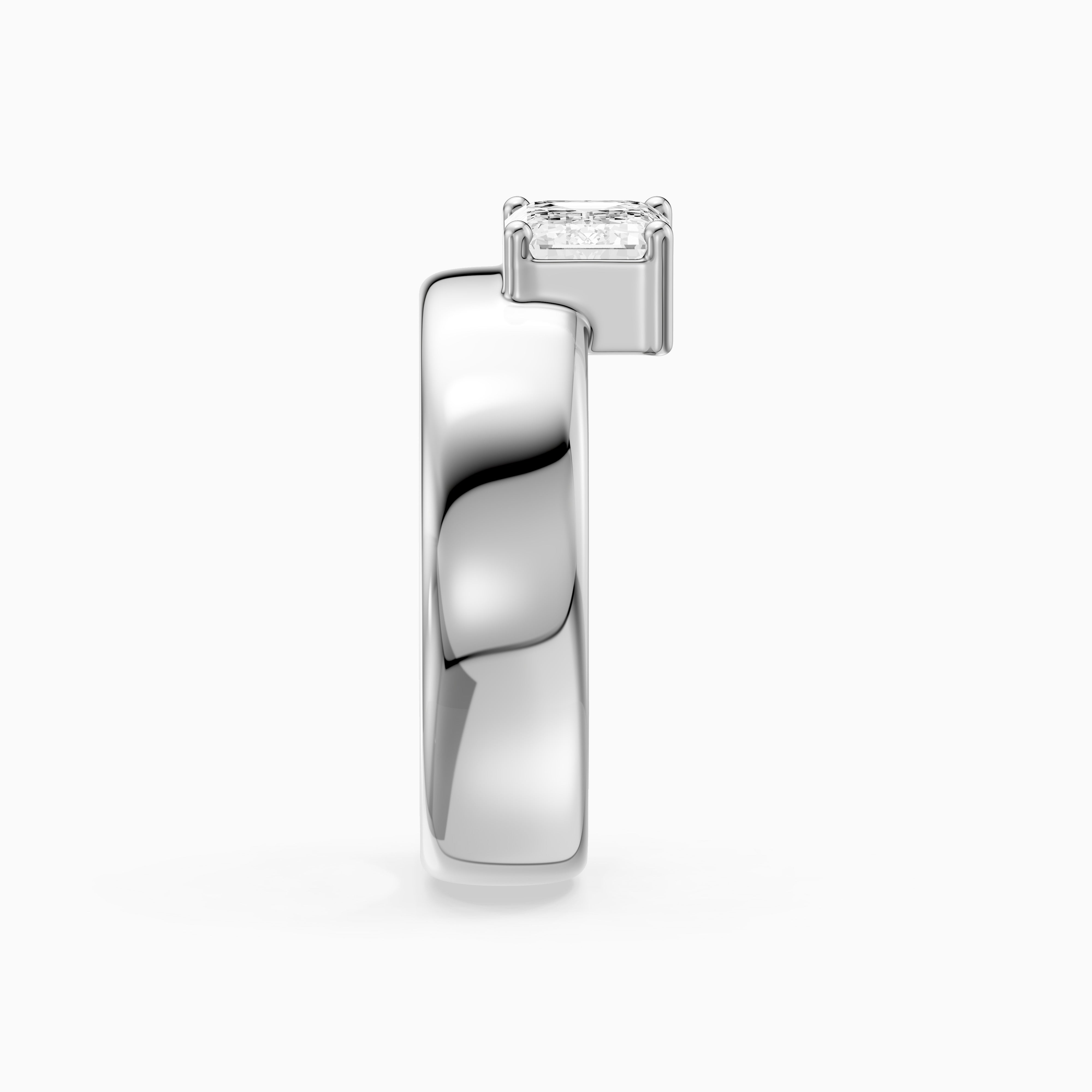 Zofia Asscher Cut Lab Diamond Solitaire Prong Set Cigar Band