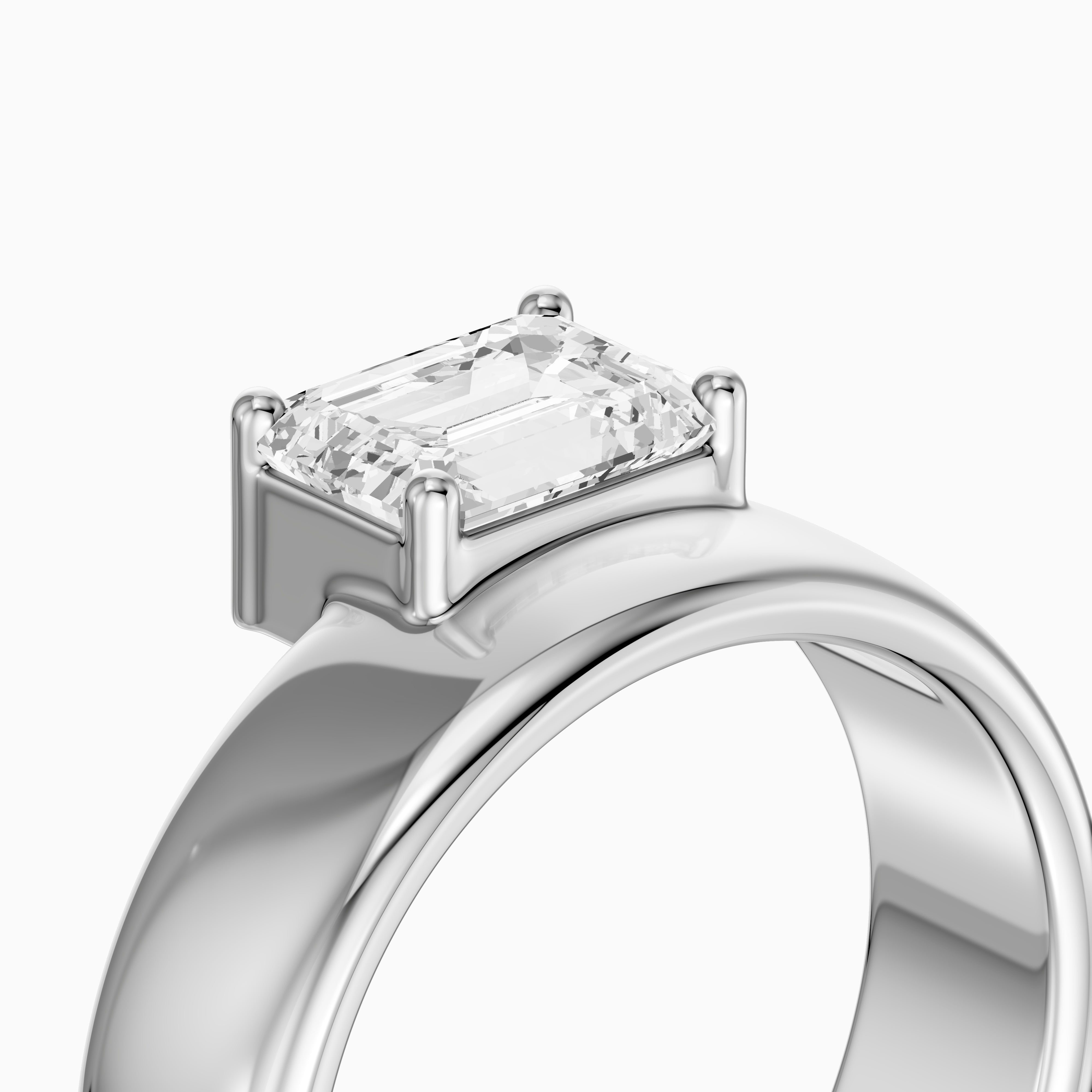 Zofia Asscher Cut Lab Diamond Solitaire Prong Set Cigar Band
