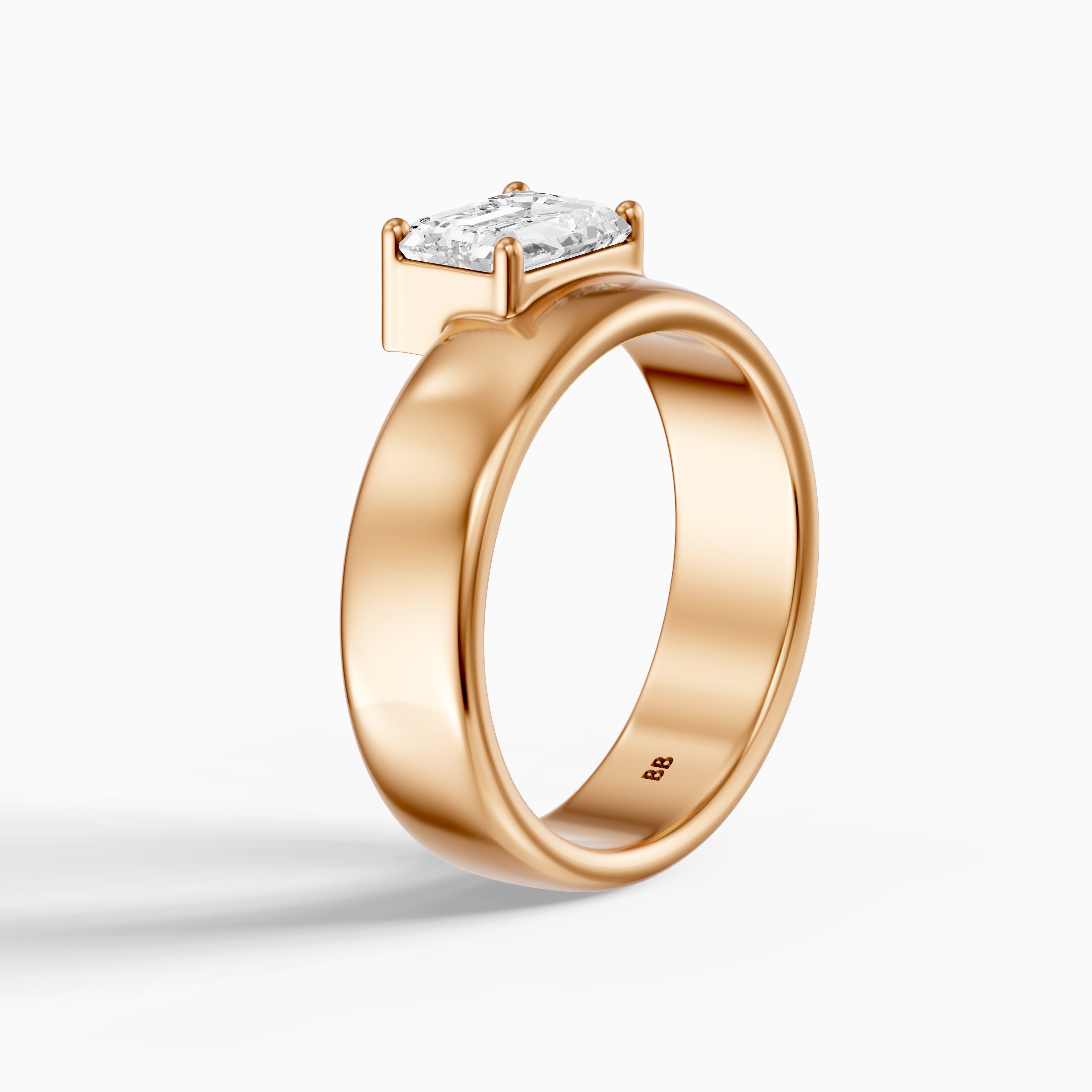 Zofia Asscher Cut Lab Diamond Solitaire Prong Set Cigar Band