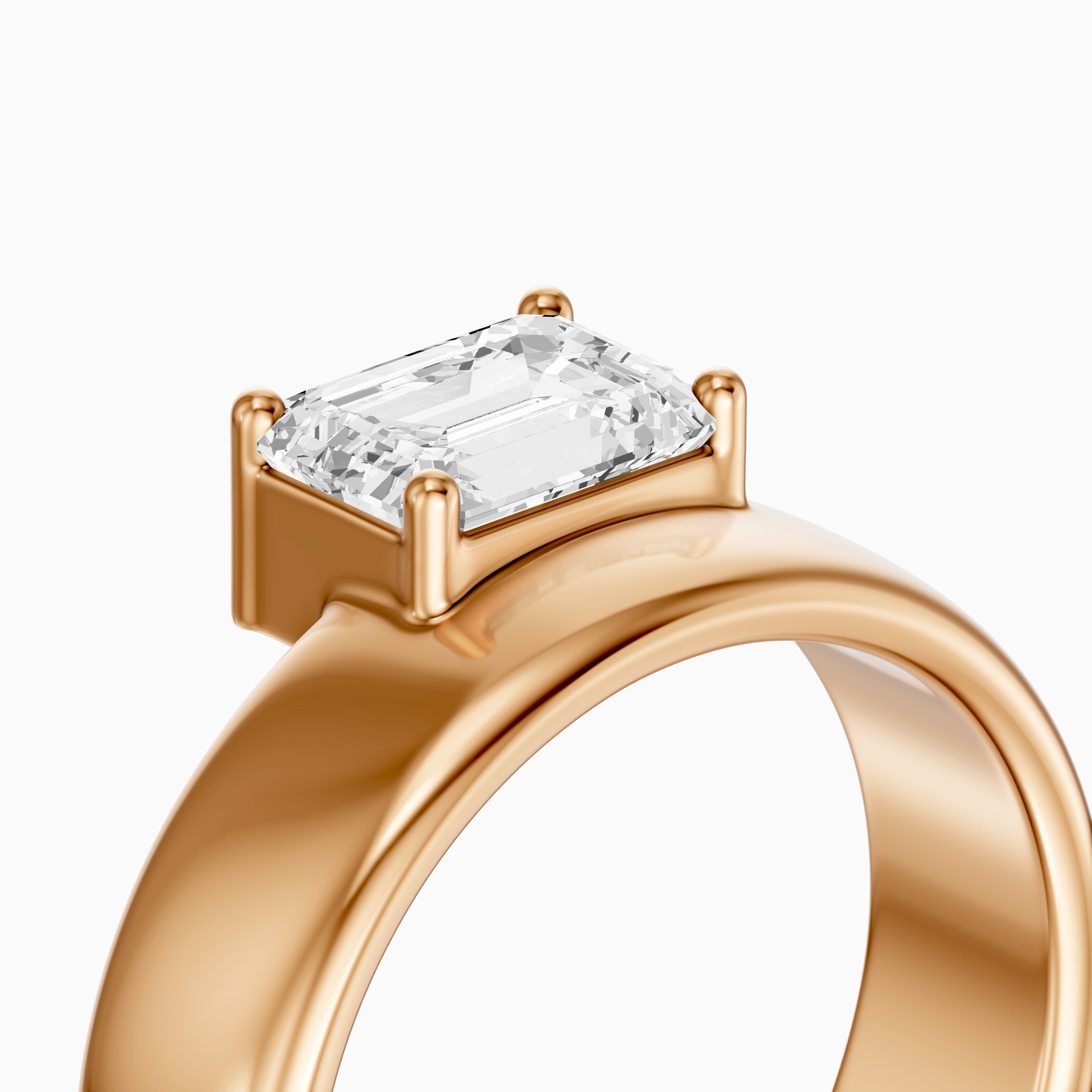Zofia Asscher Cut Lab Diamond Solitaire Prong Set Cigar Band