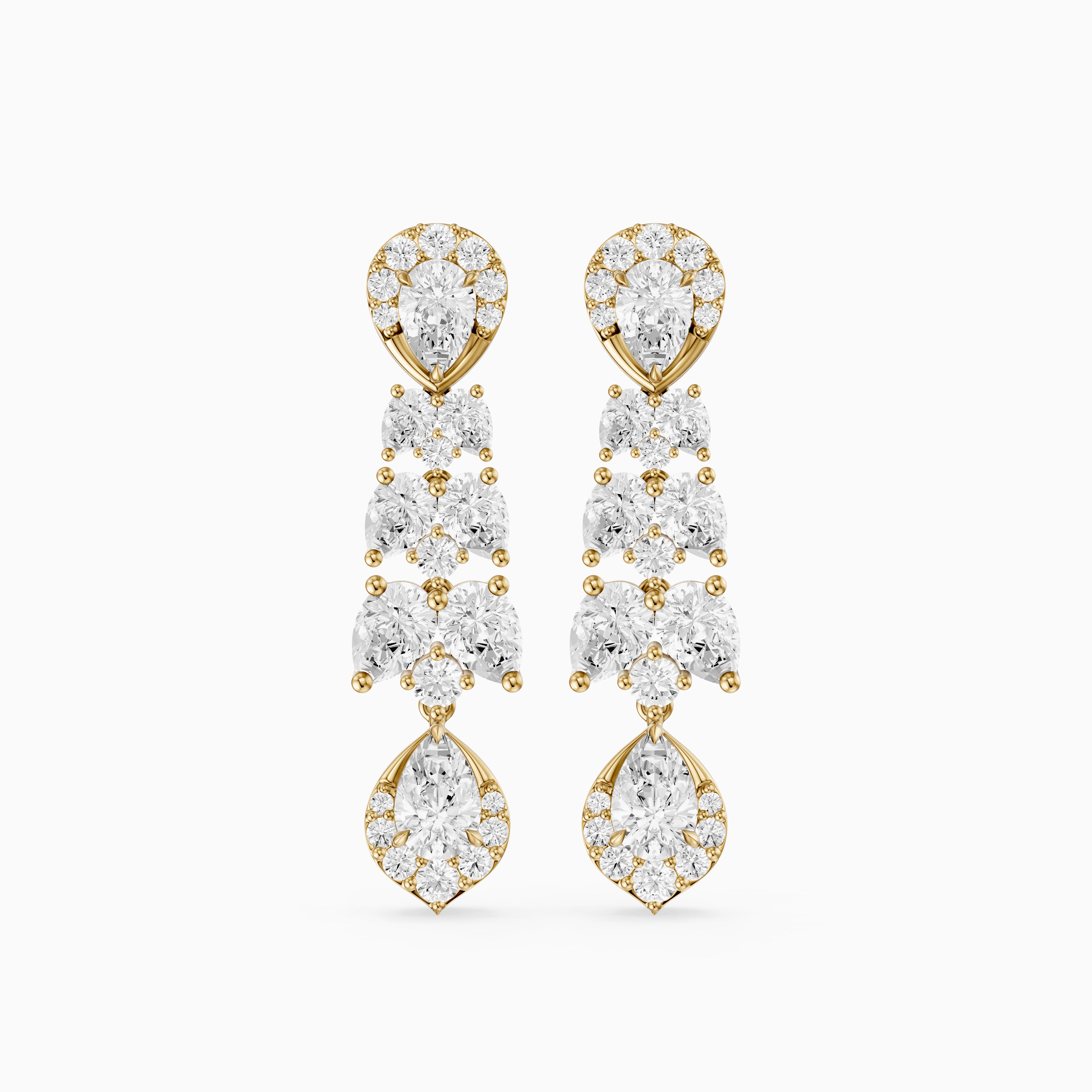 Geneva Pear Halo Lab Grown Diamond Chandelier Earrings