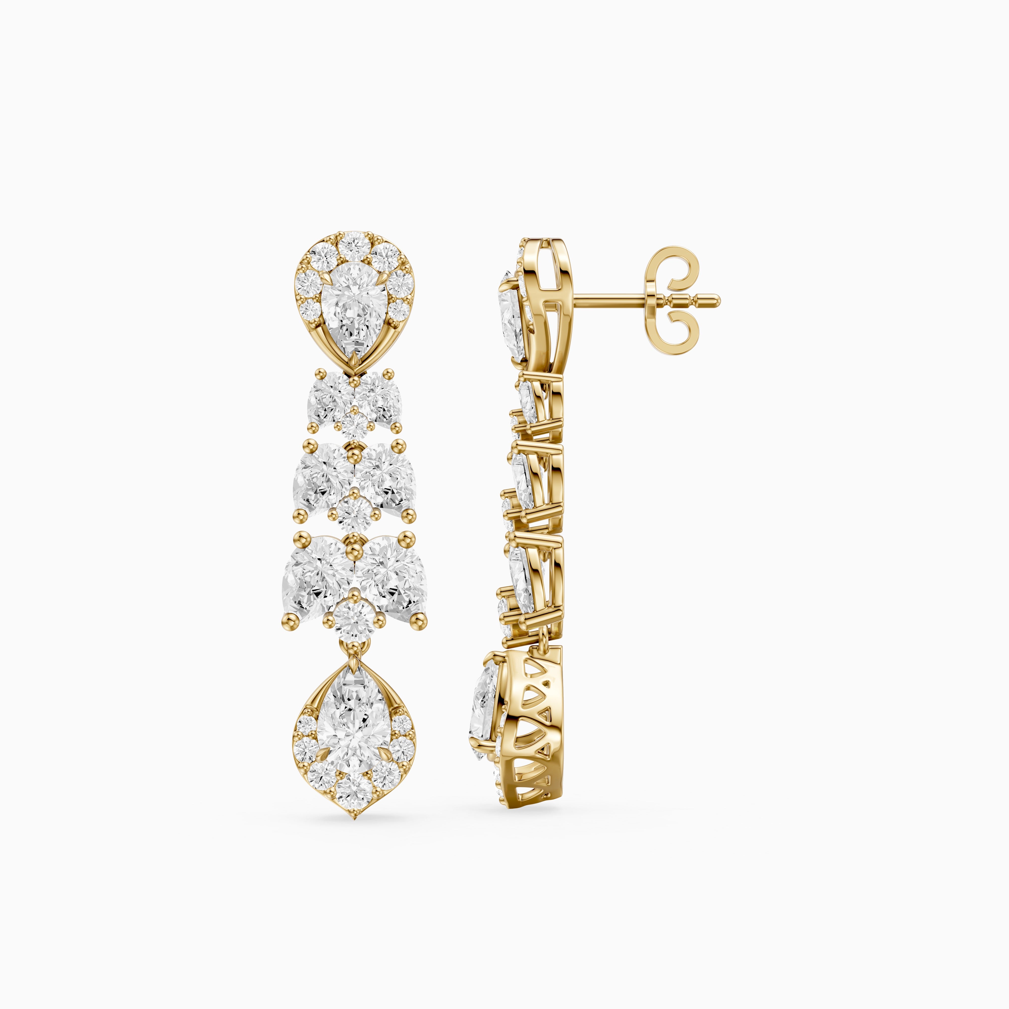 Geneva Pear Halo Lab Grown Diamond Chandelier Earrings