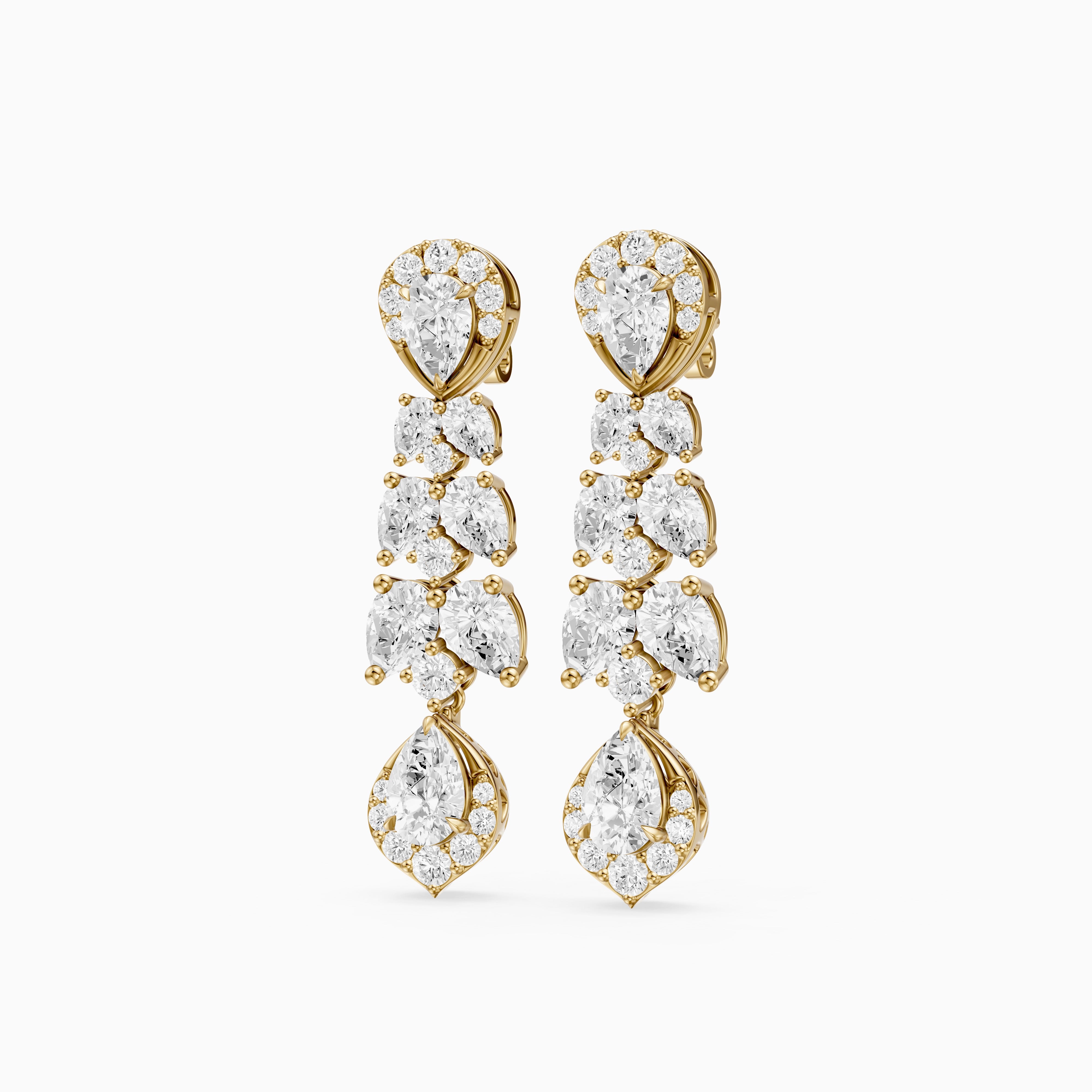 Geneva Pear Halo Lab Grown Diamond Chandelier Earrings
