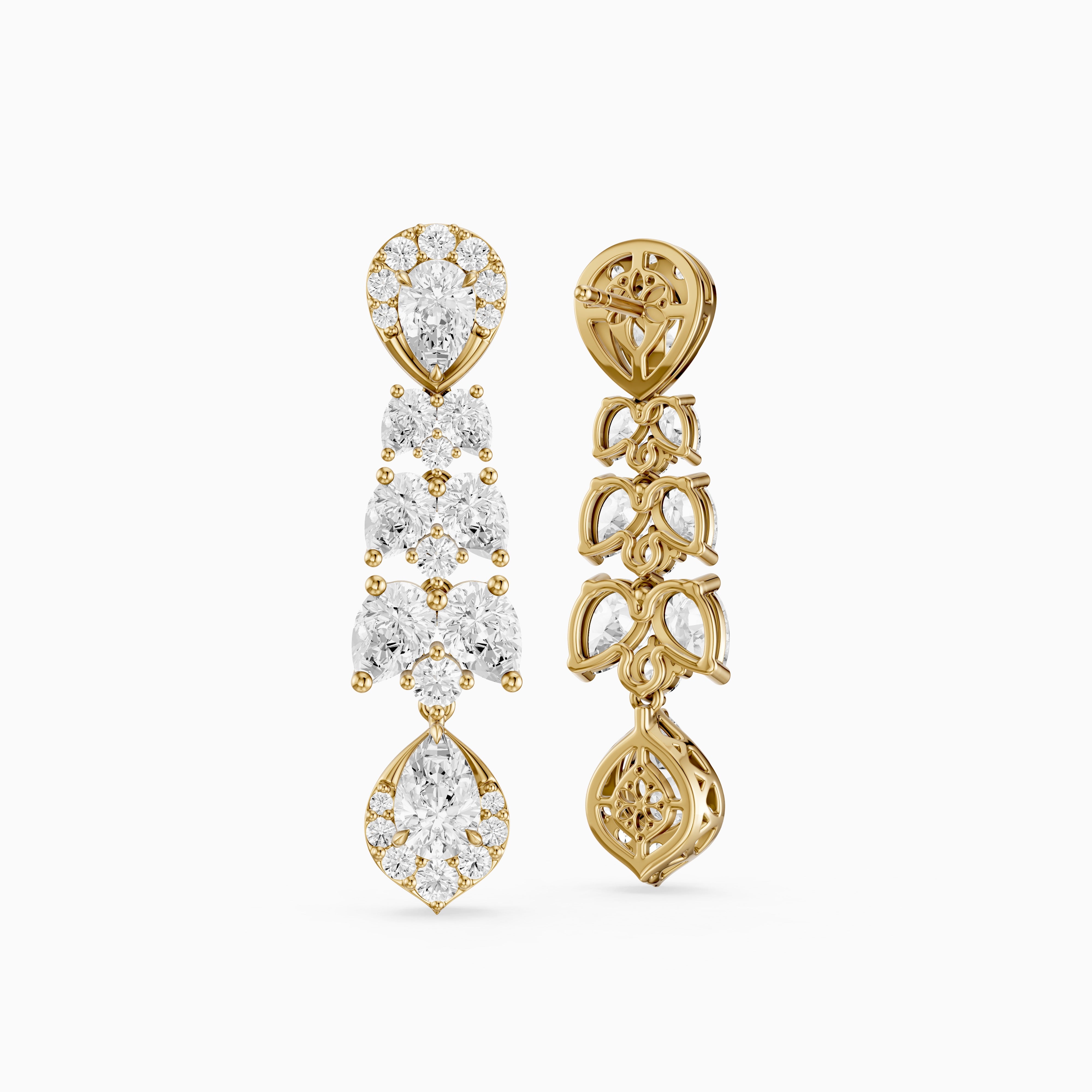 Geneva Pear Halo Lab Grown Diamond Chandelier Earrings