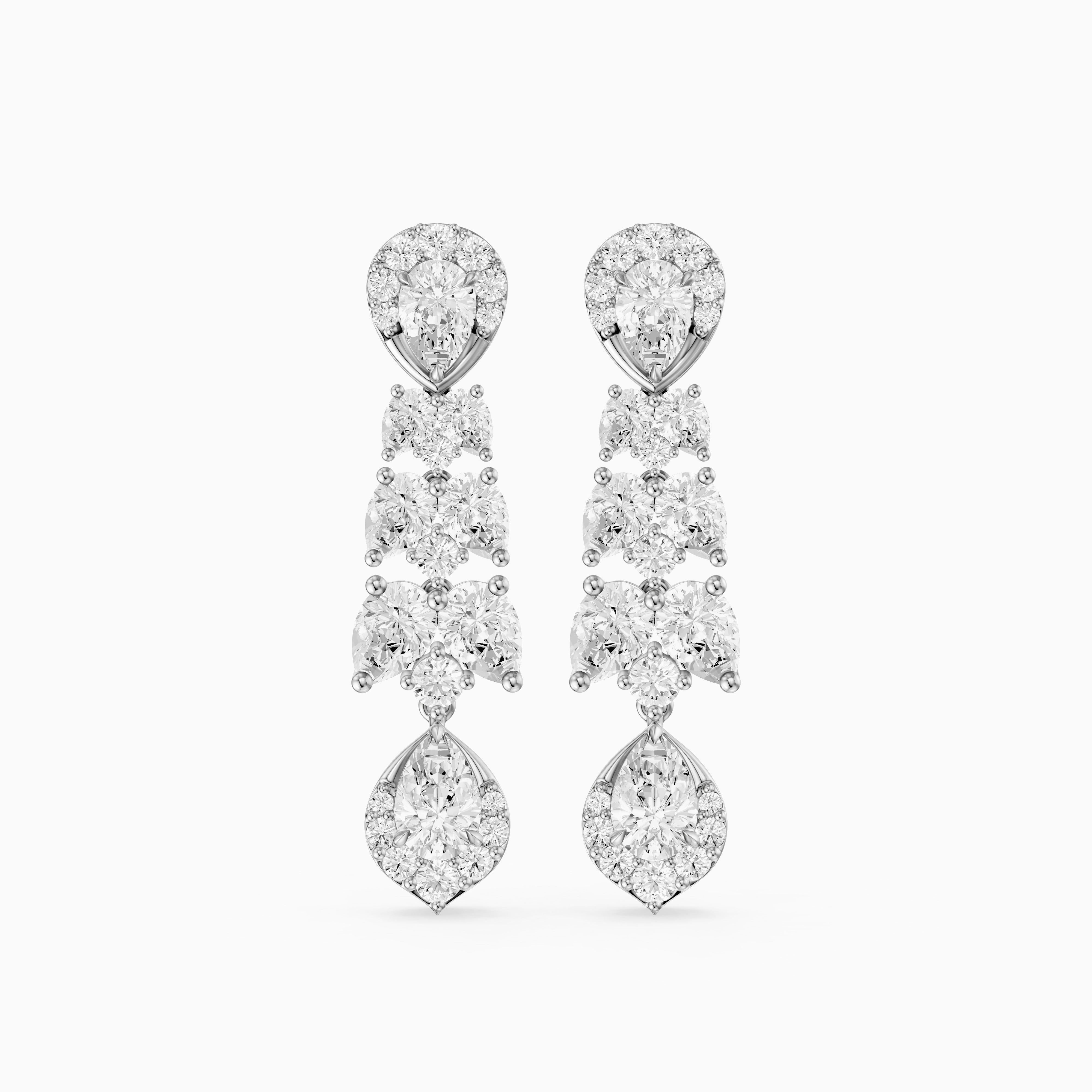 Geneva Pear Halo Lab Grown Diamond Chandelier Earrings