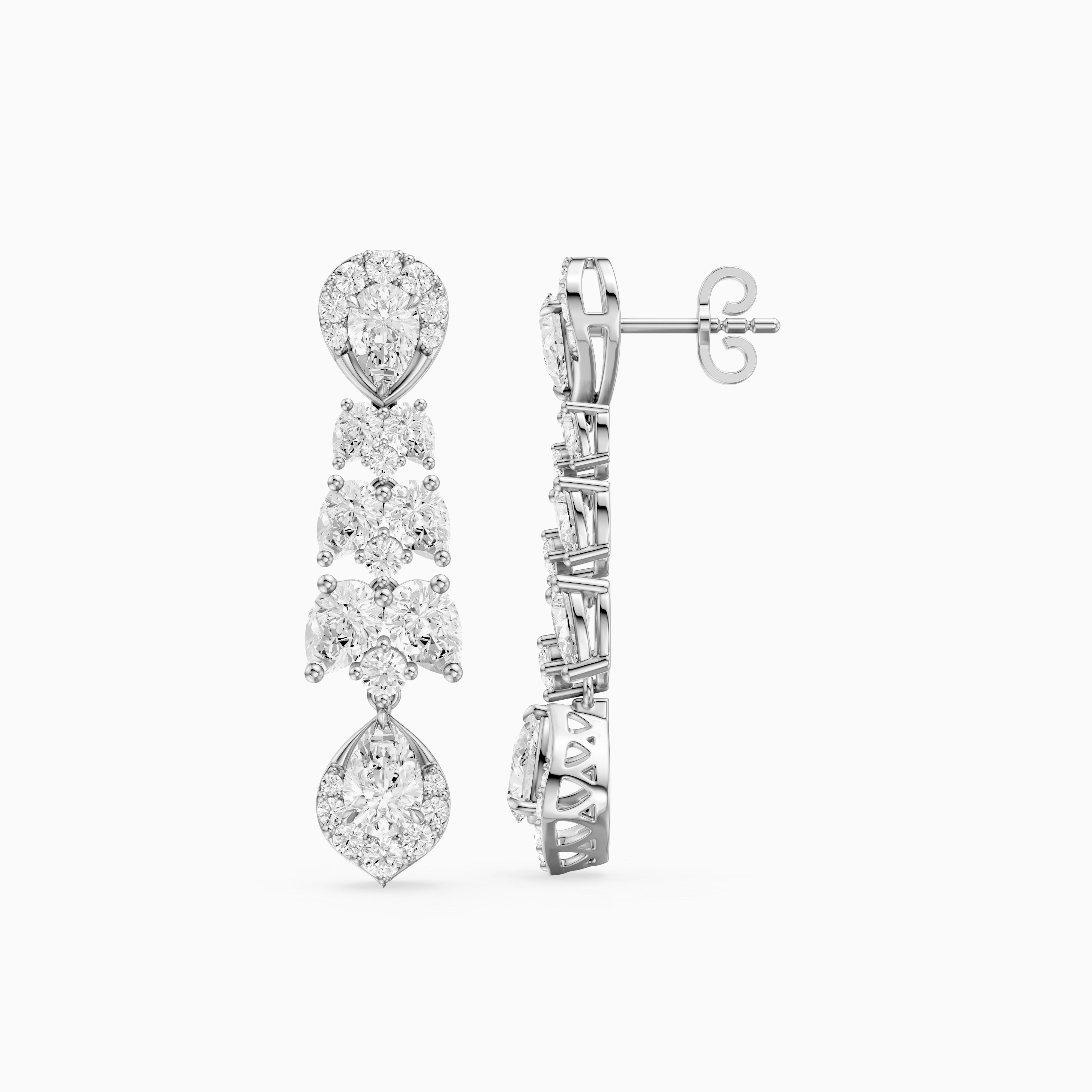 Geneva Pear Halo Lab Grown Diamond Chandelier Earrings