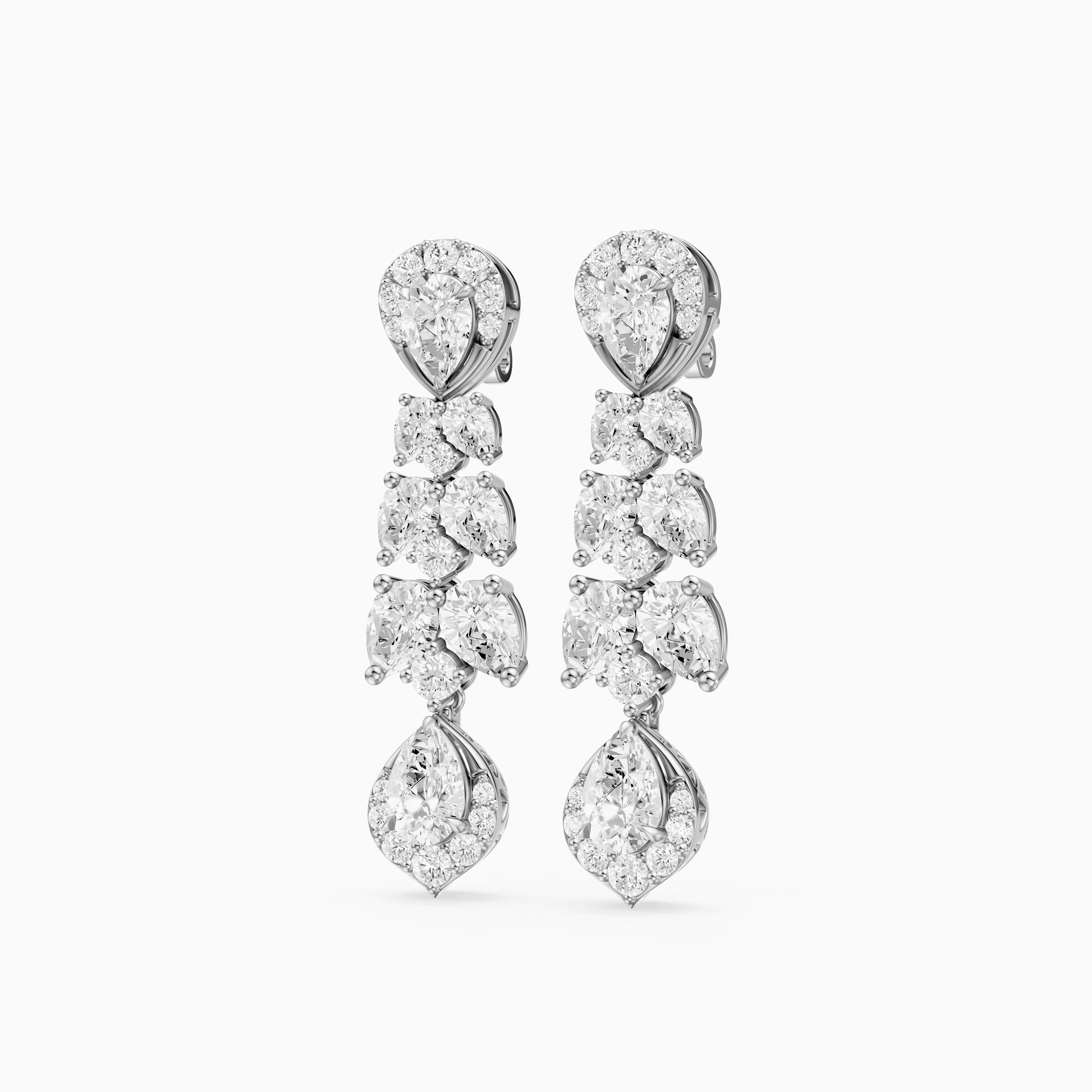 Geneva Pear Halo Lab Grown Diamond Chandelier Earrings
