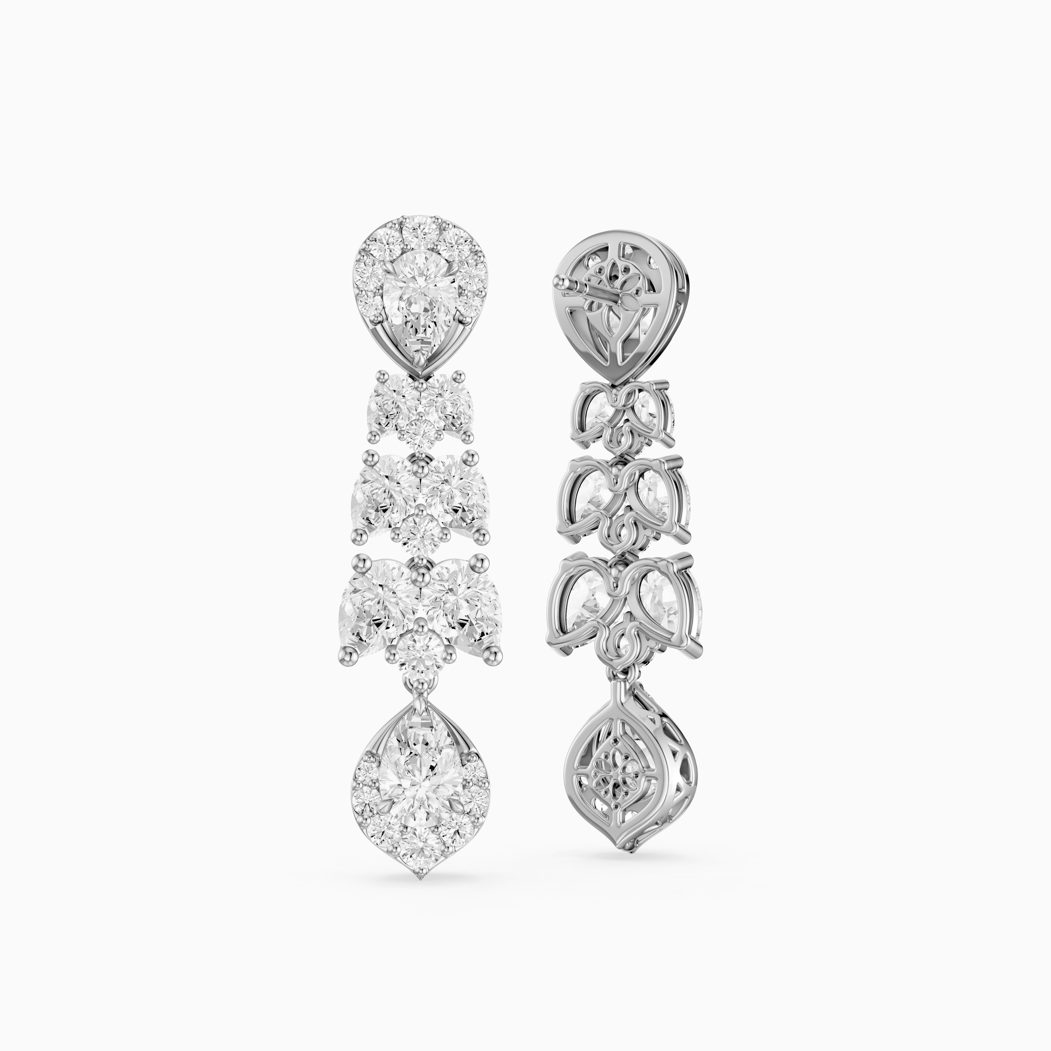 Geneva Pear Halo Lab Grown Diamond Chandelier Earrings