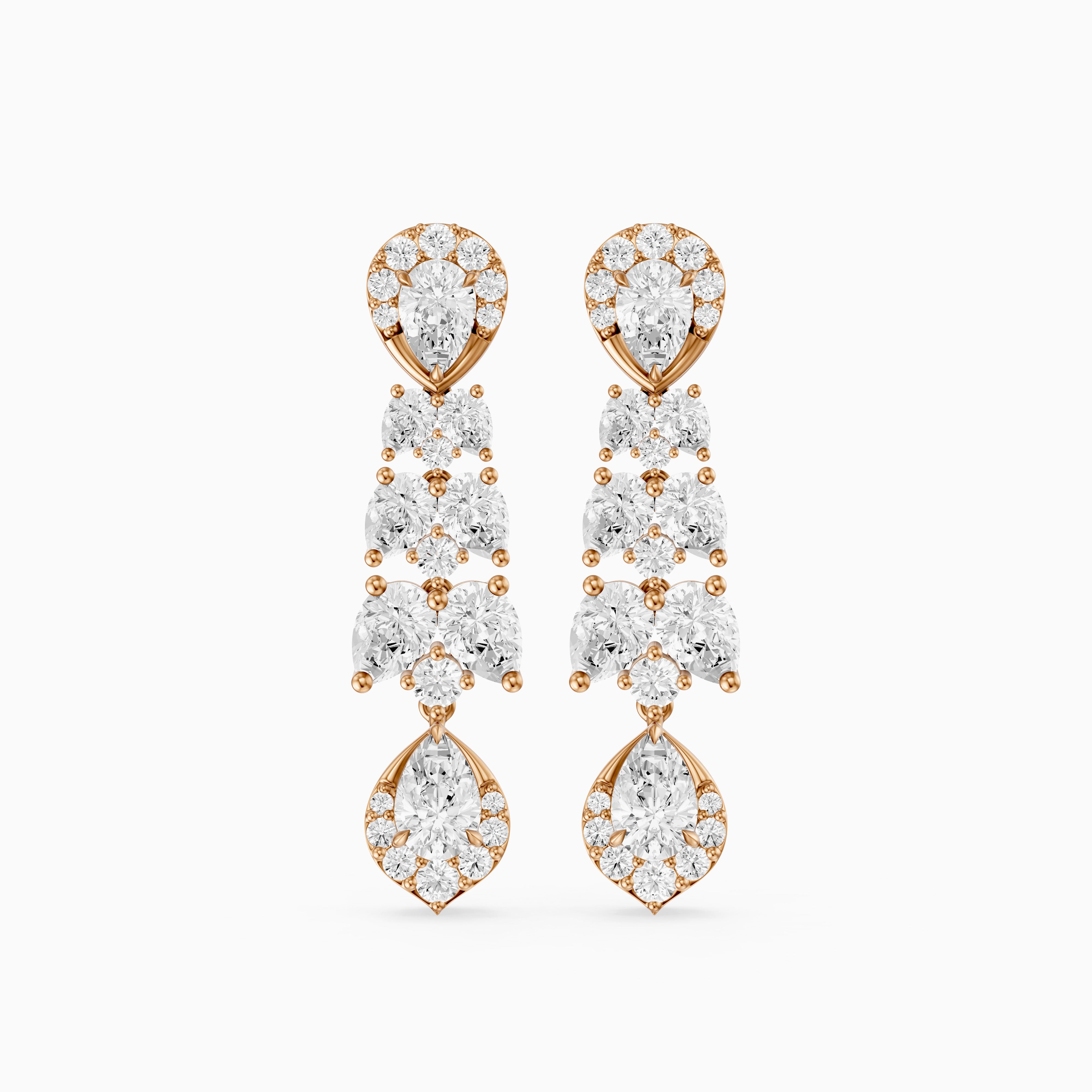 Geneva Pear Halo Lab Grown Diamond Chandelier Earrings