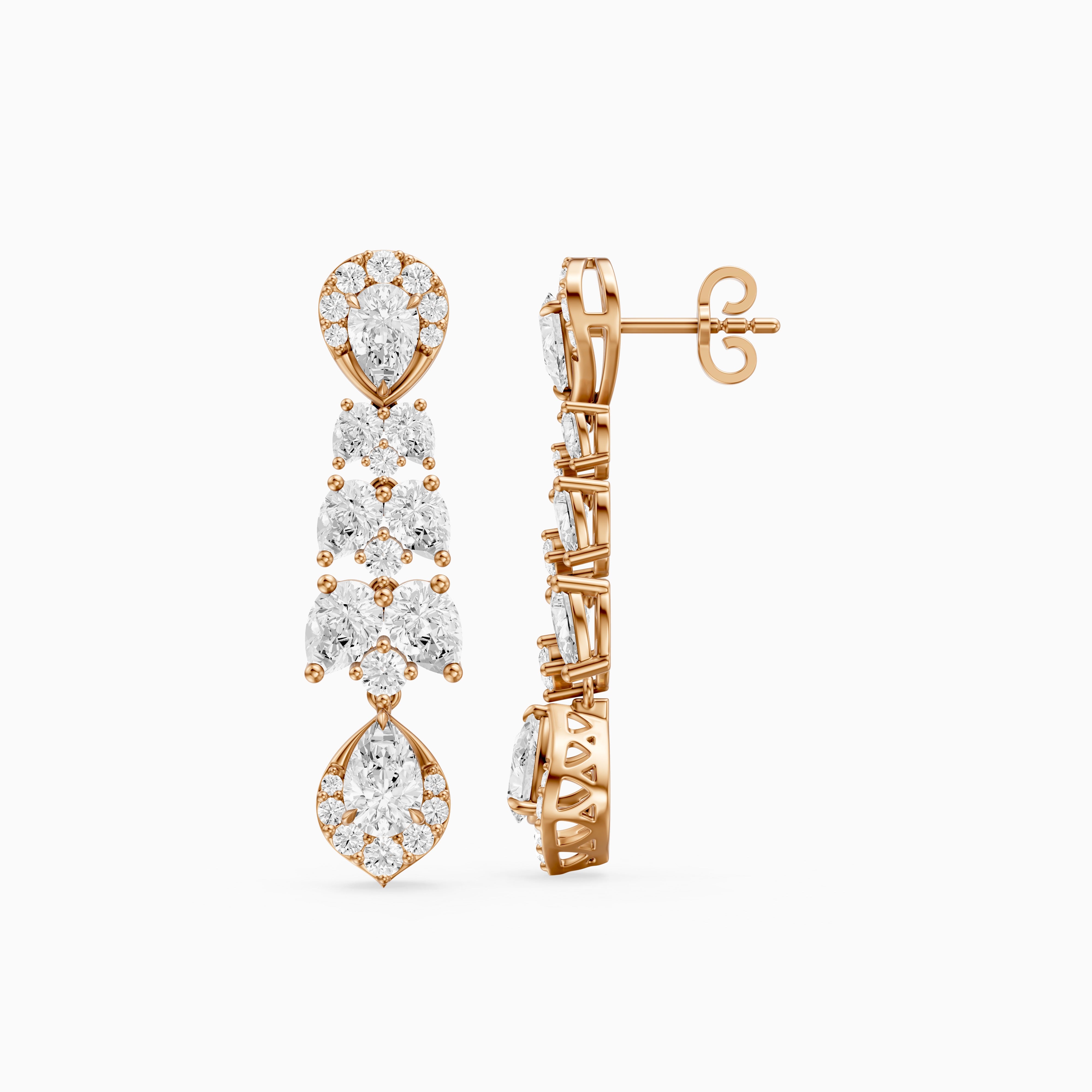 Geneva Pear Halo Lab Grown Diamond Chandelier Earrings