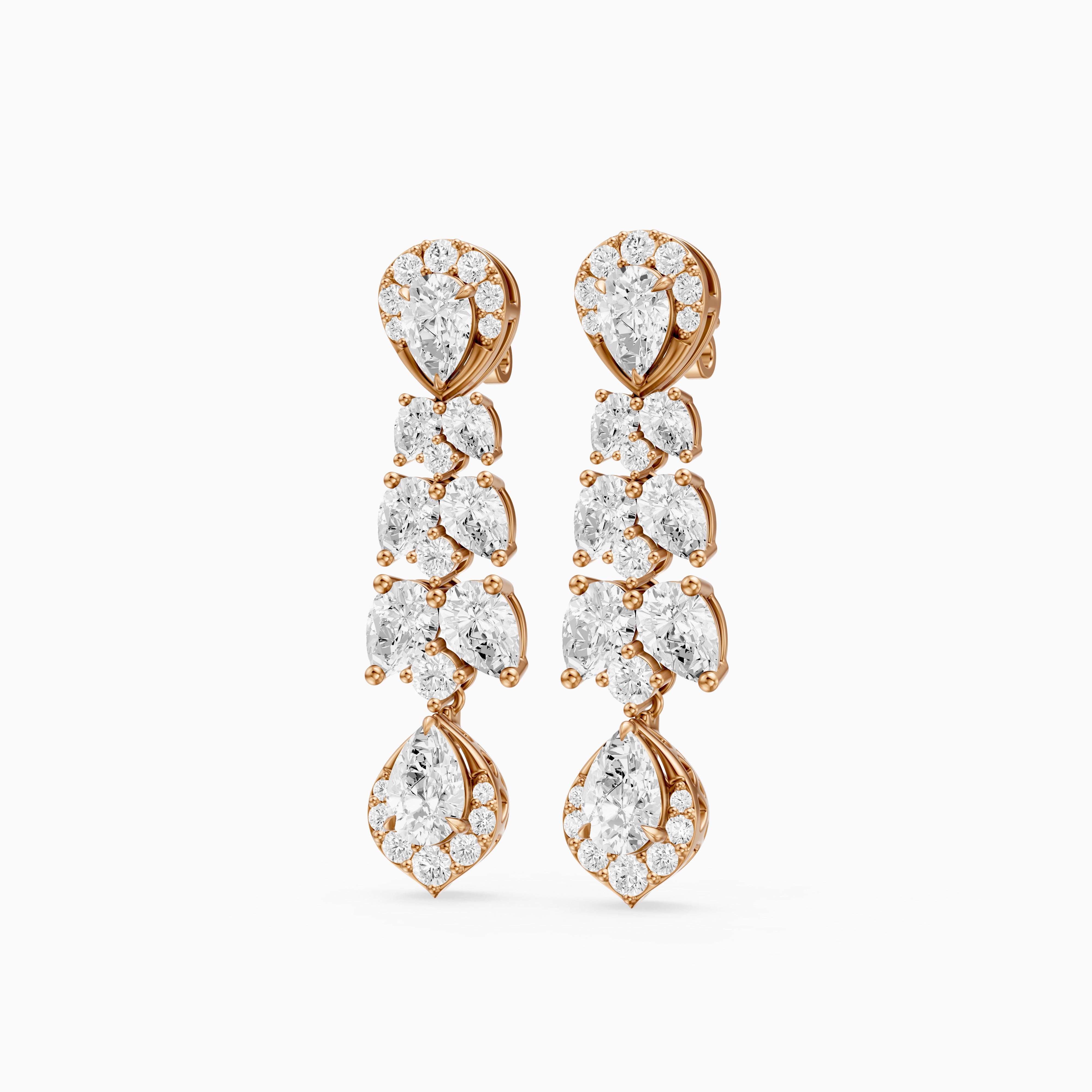 Geneva Pear Halo Lab Grown Diamond Chandelier Earrings