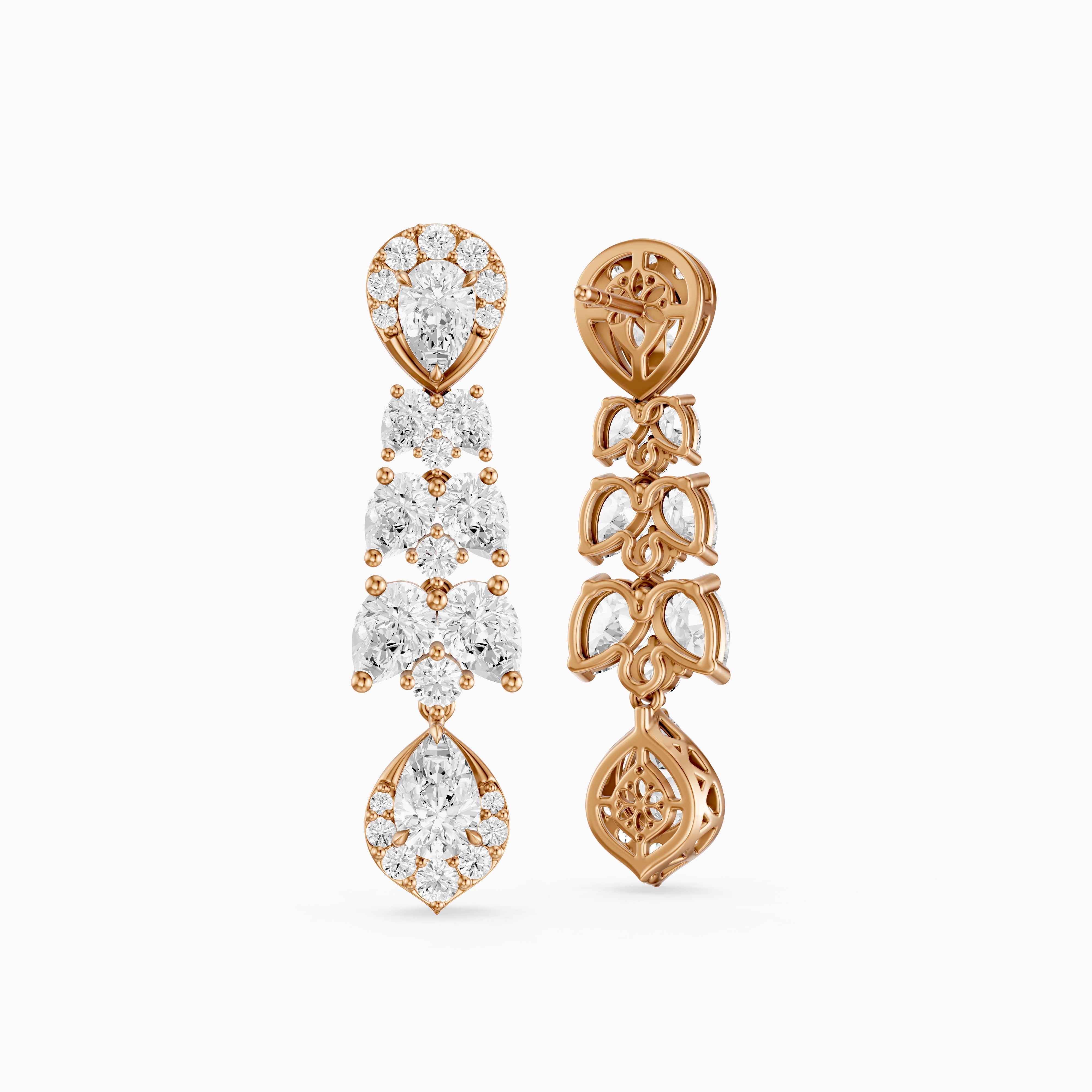 Geneva Pear Halo Lab Grown Diamond Chandelier Earrings