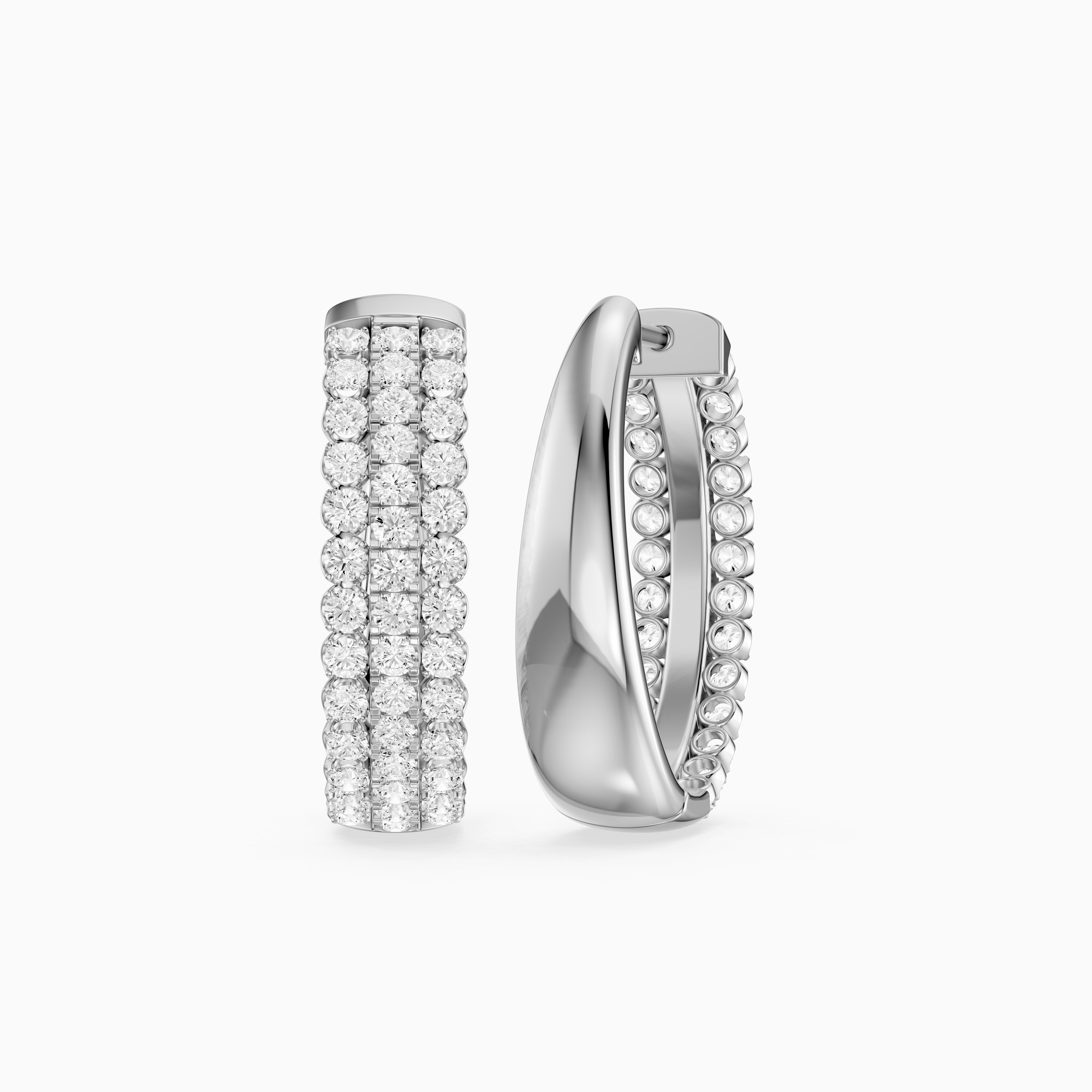 Fanni Round Lab Grown Diamond Dome Pave Hoop Earrings
