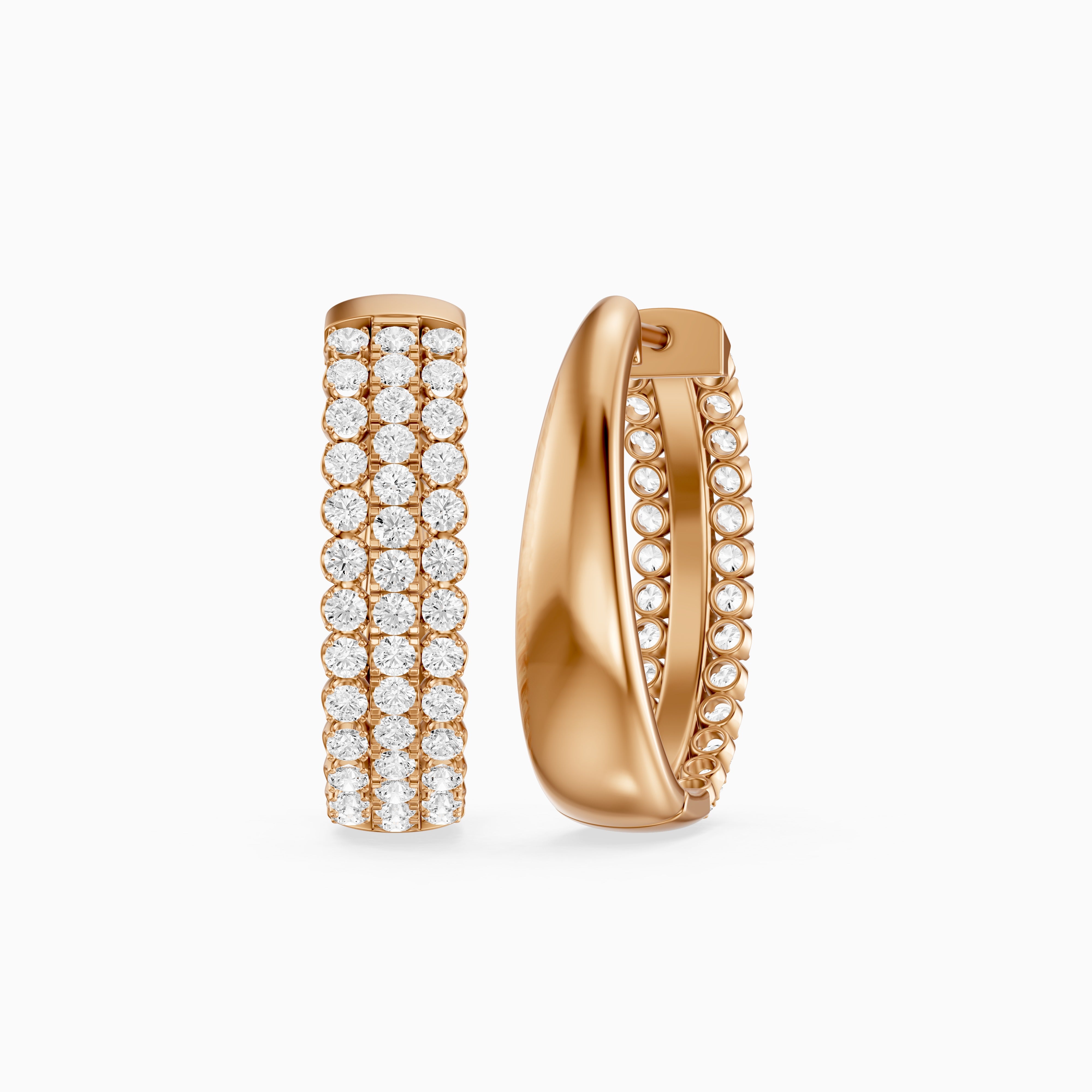 Fanni Round Lab Grown Diamond Dome Pave Hoop Earrings
