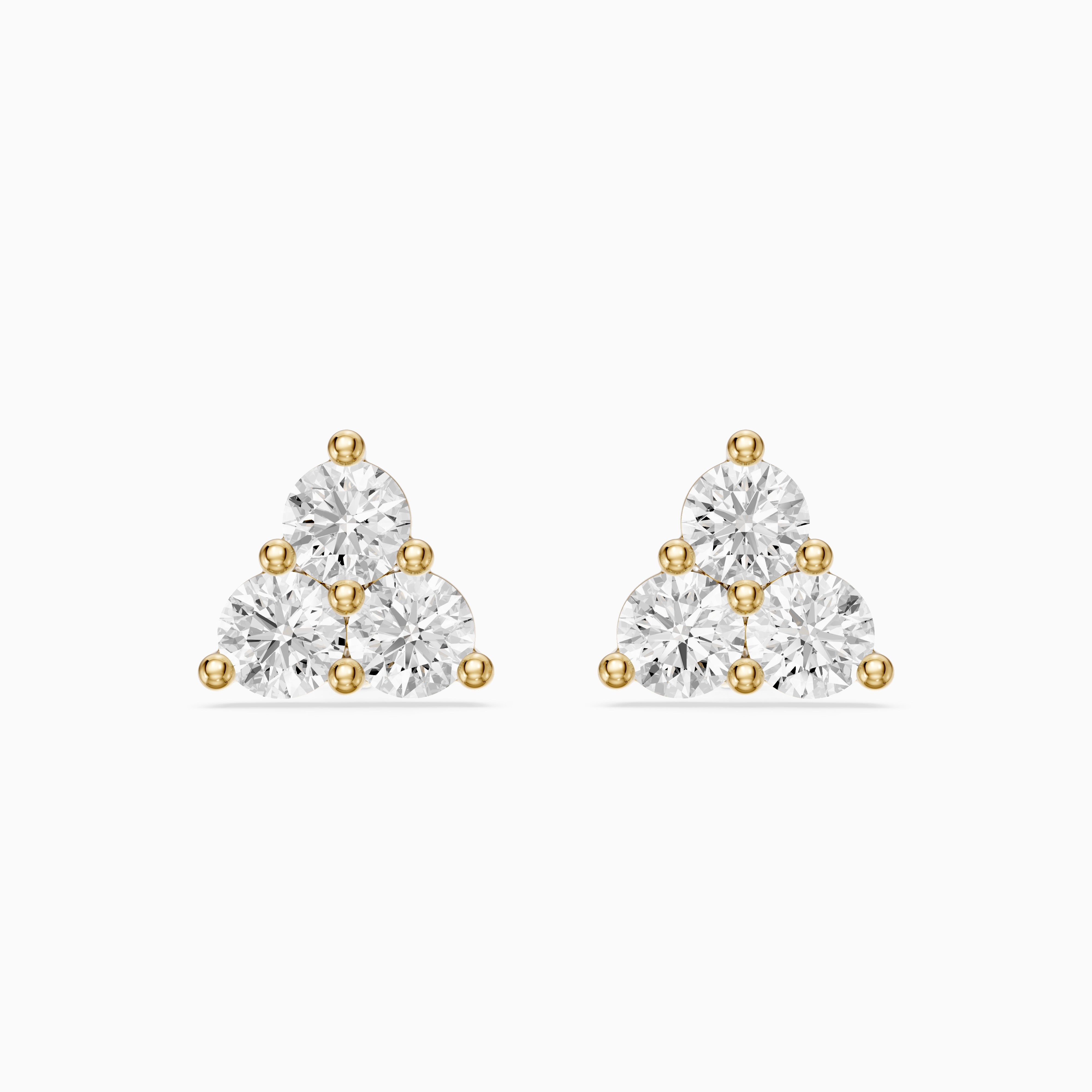 Roisin Round Cut Lab Grown Diamond Three Stone Cluster Earrings