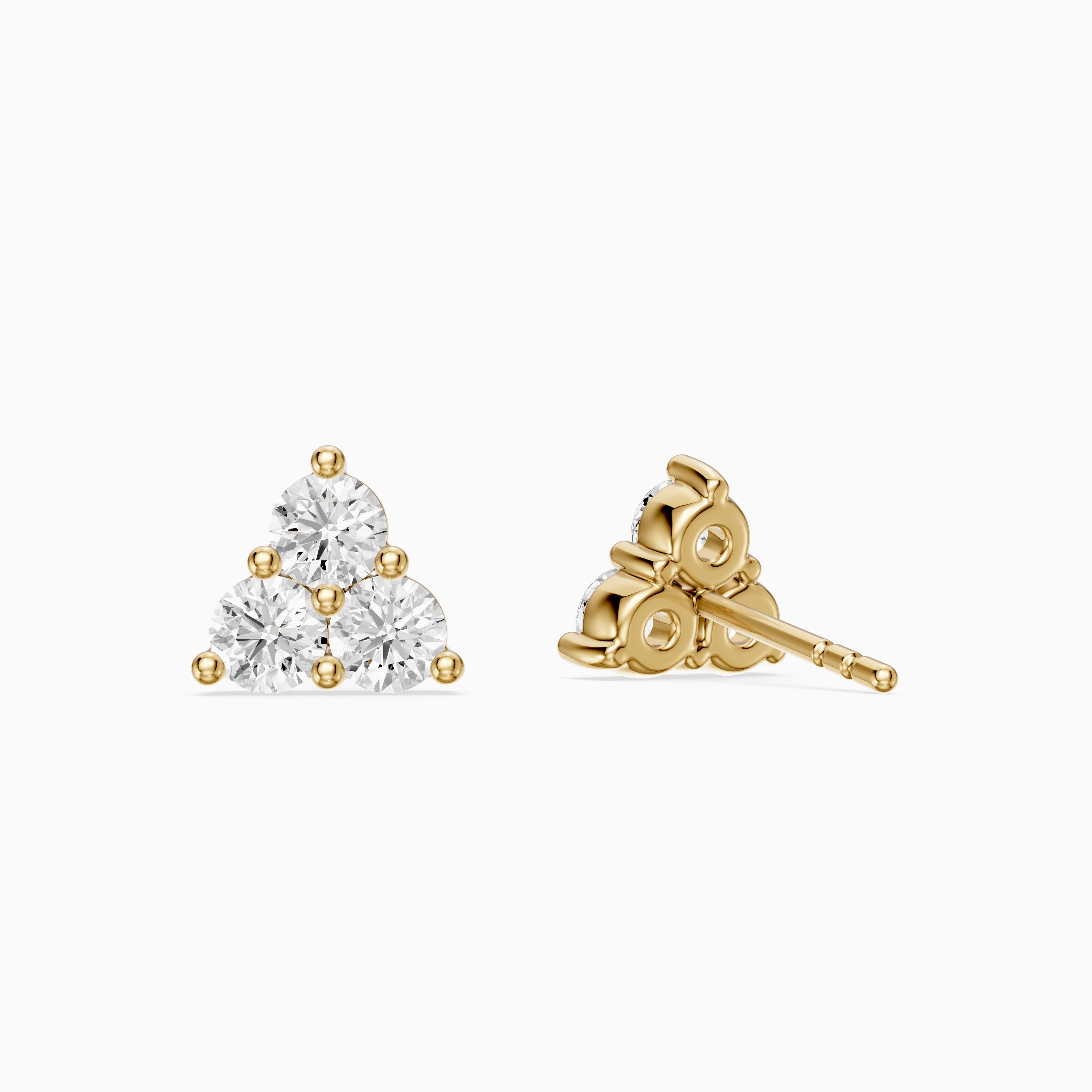 Roisin Round Cut Lab Grown Diamond Three Stone Cluster Earrings