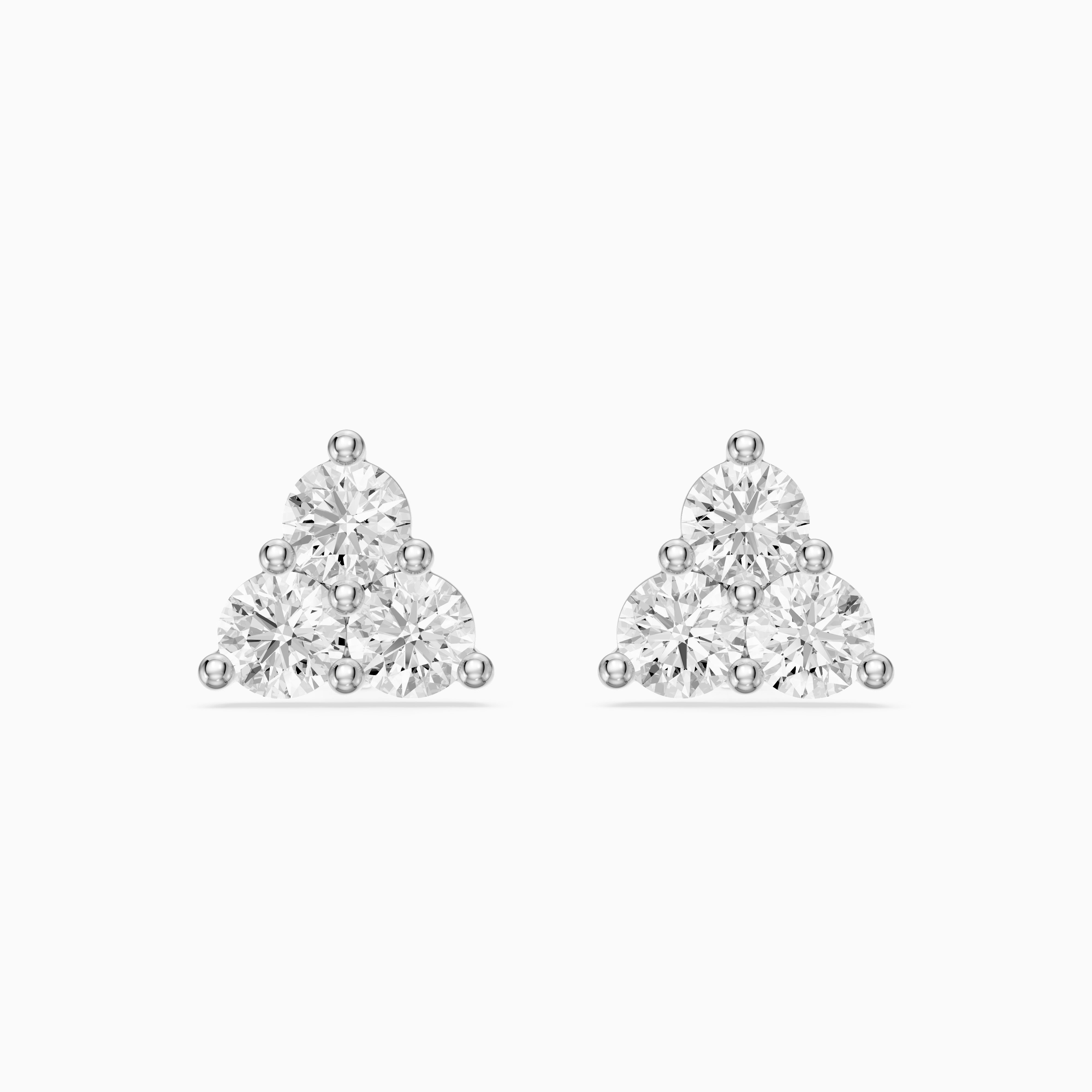 Roisin Round Cut Lab Grown Diamond Three Stone Cluster Earrings