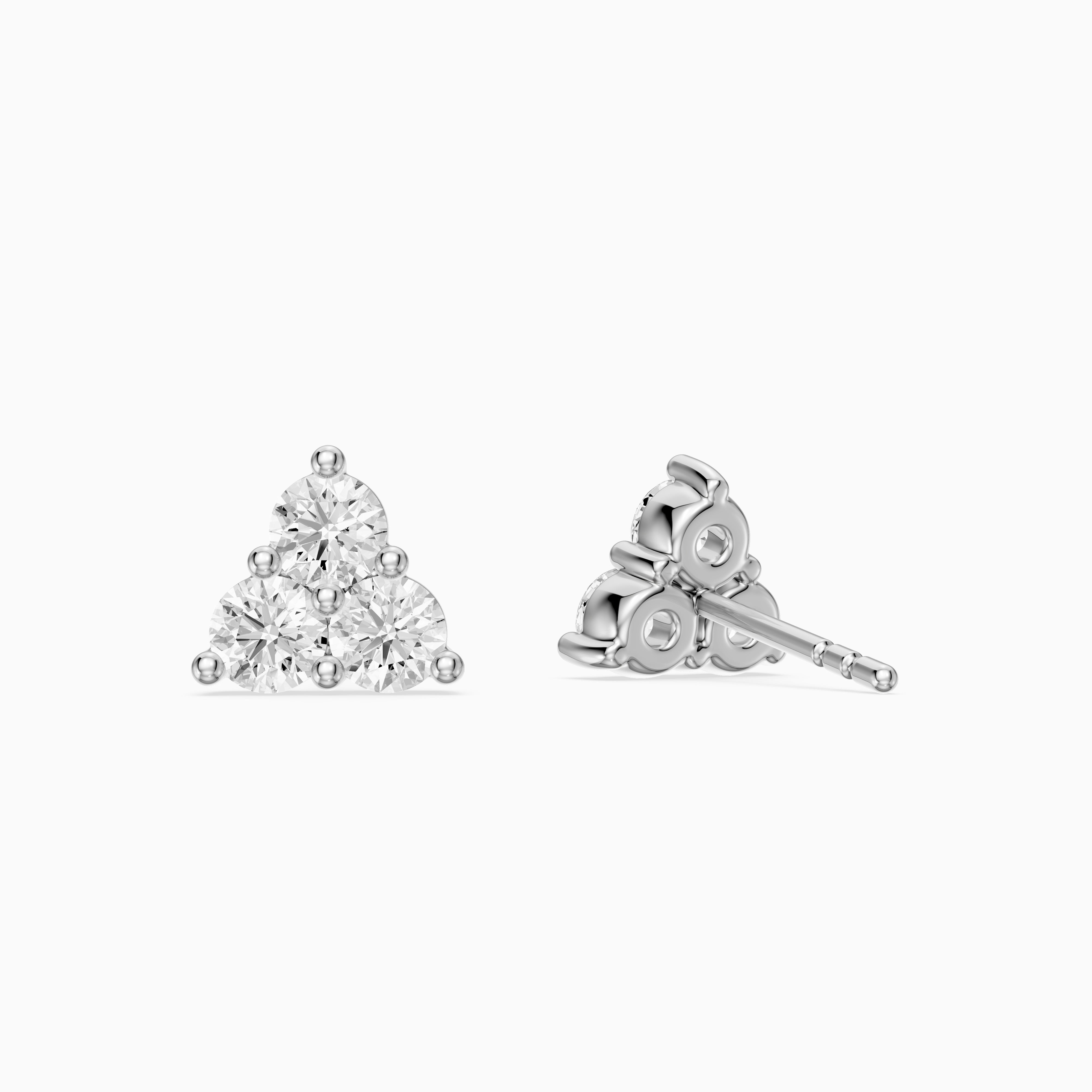 Roisin Round Cut Lab Grown Diamond Three Stone Cluster Earrings