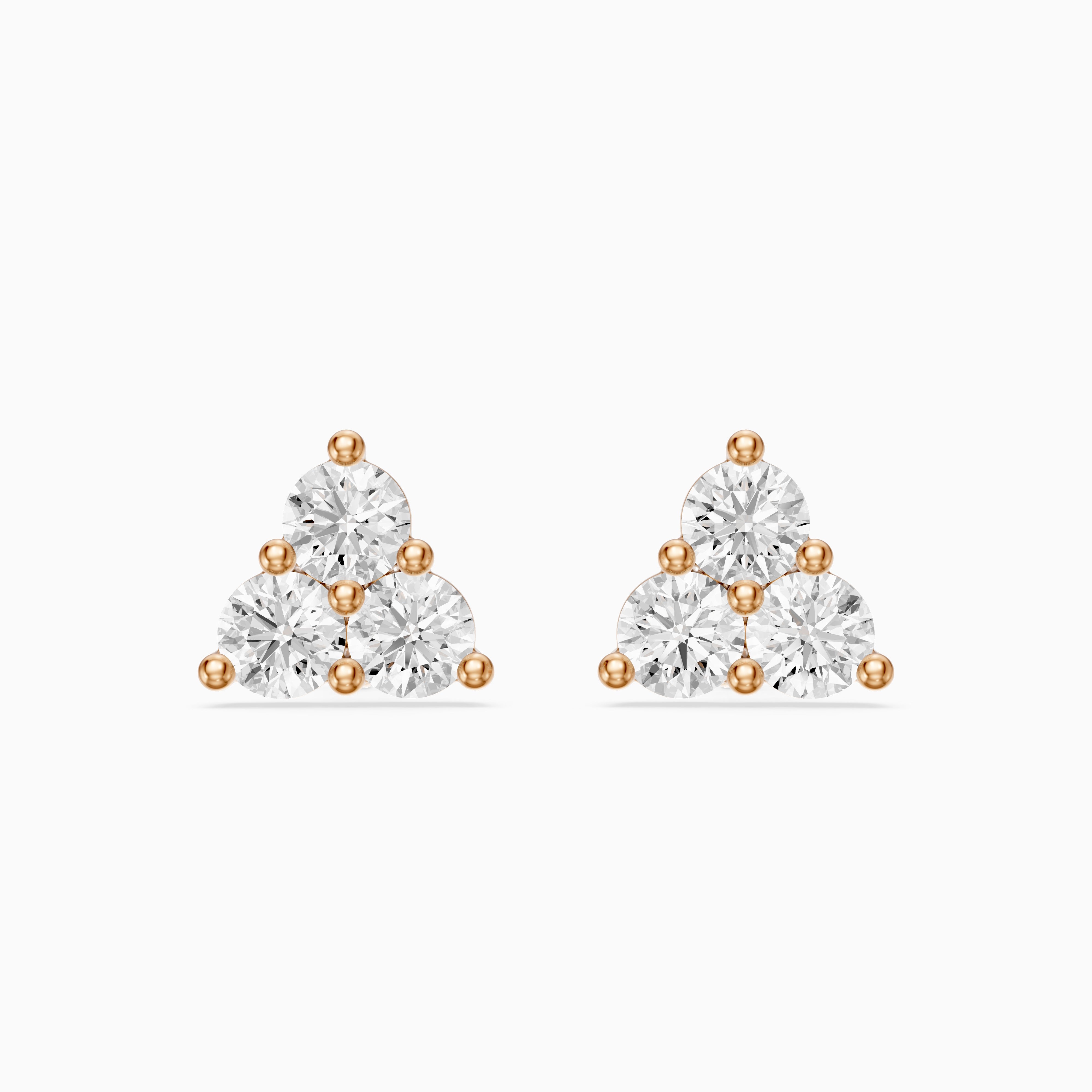 Roisin Round Cut Lab Grown Diamond Three Stone Cluster Earrings
