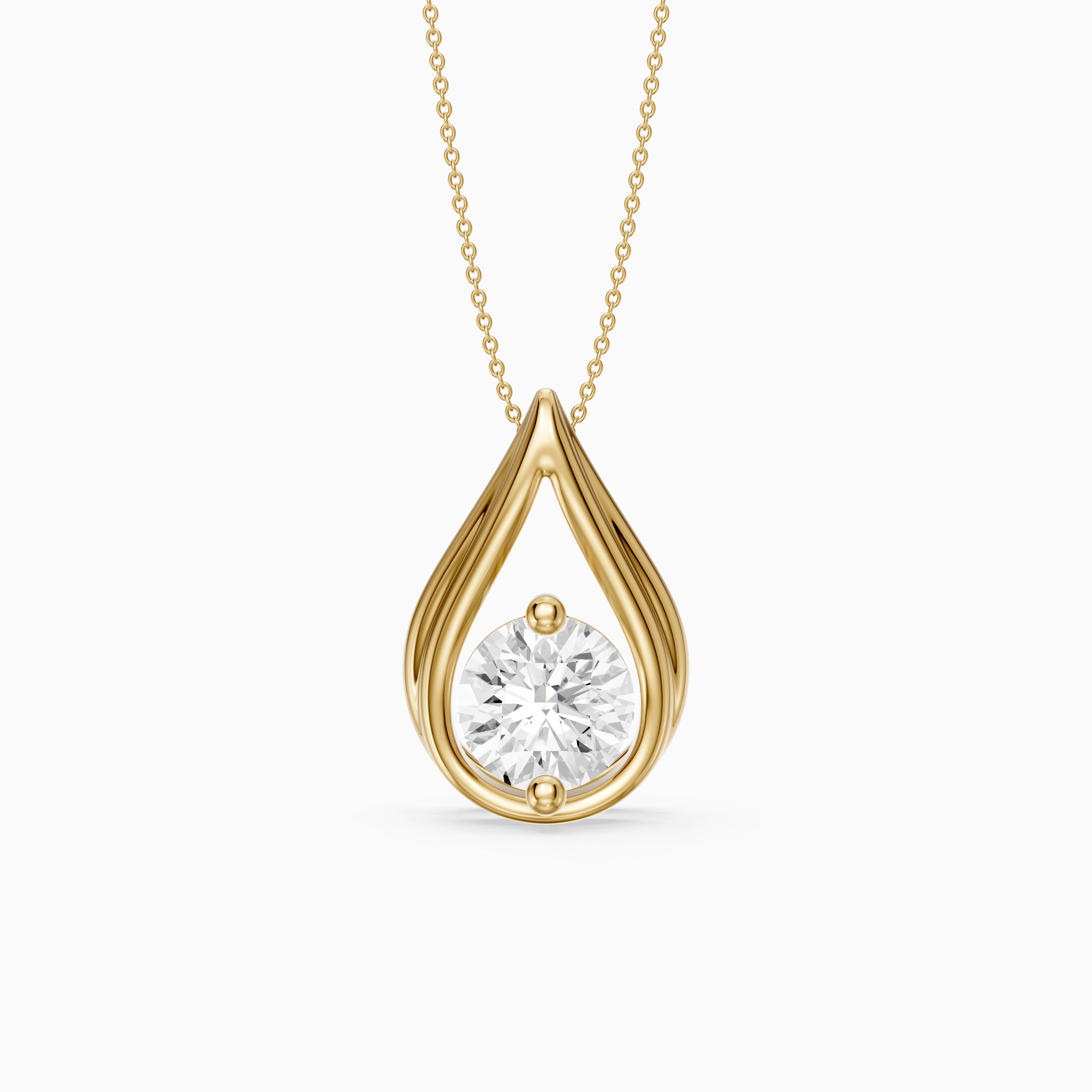 Lucille Floating Round Lab Grown Diamond Teardrop Pendant
