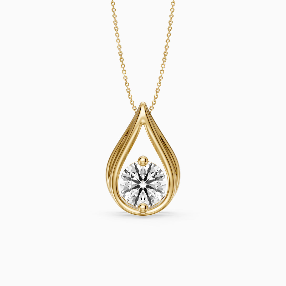 Lucille Floating Round Lab Grown Diamond Teardrop Pendant