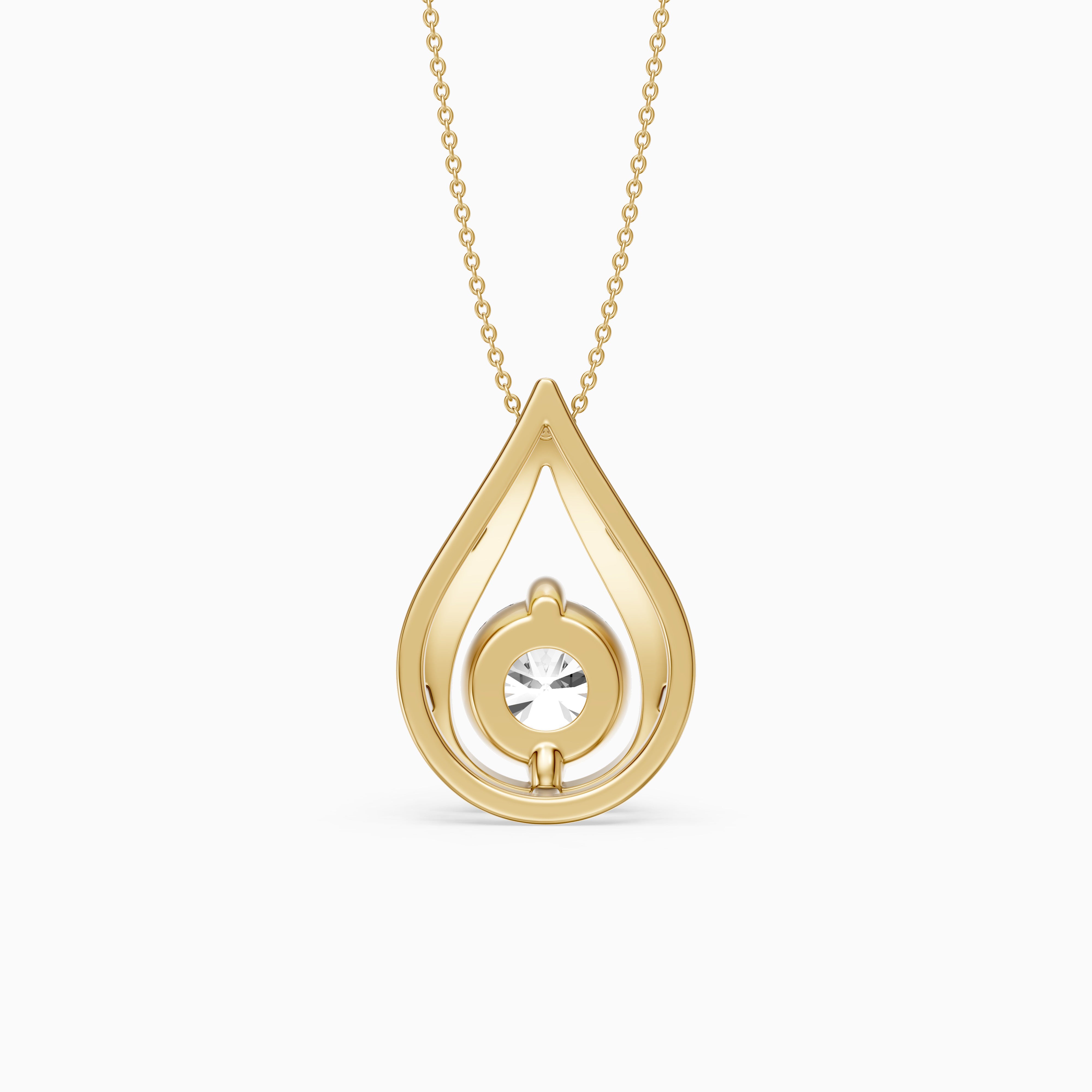 Lucille Floating Round Lab Grown Diamond Teardrop Pendant