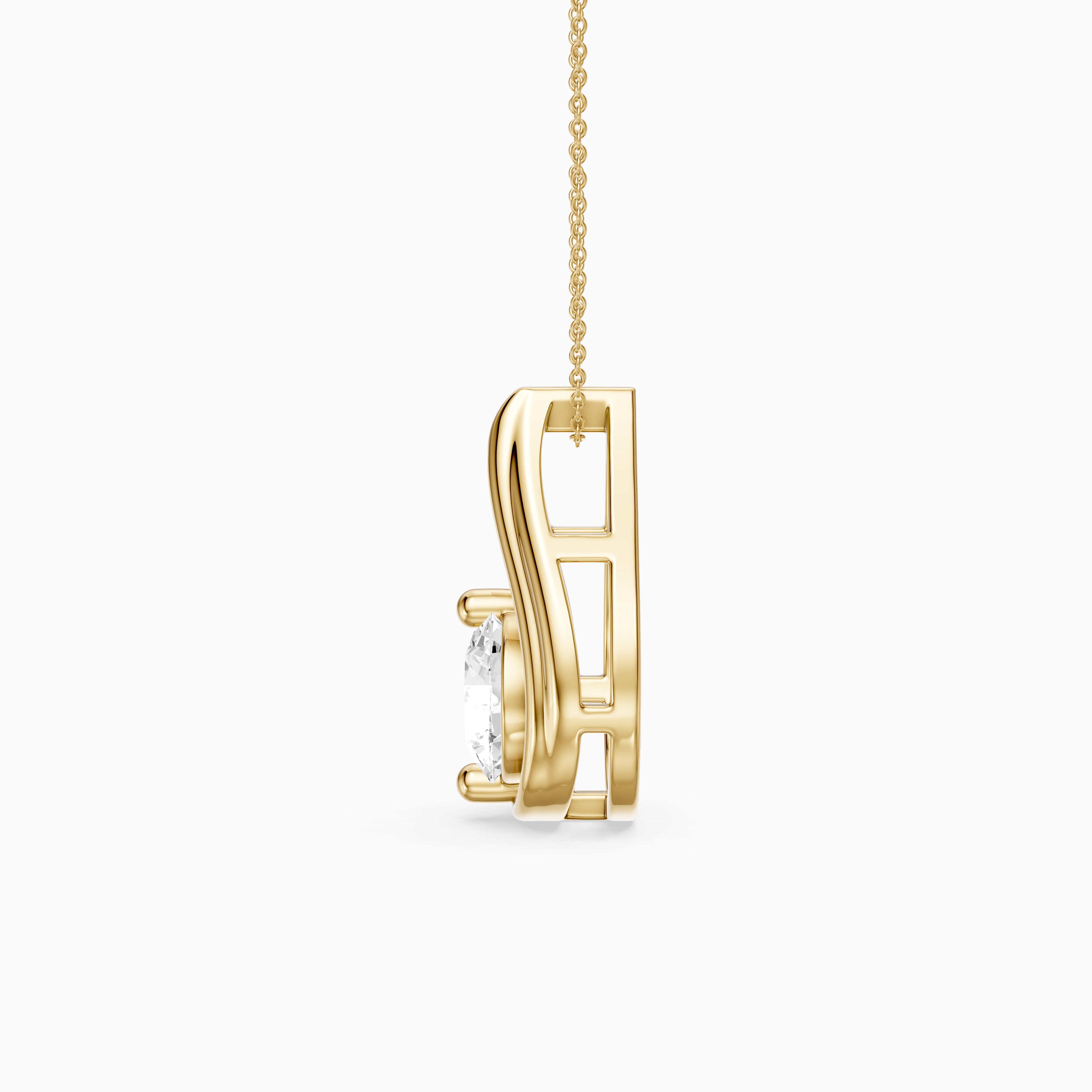 Lucille Floating Round Lab Grown Diamond Teardrop Pendant