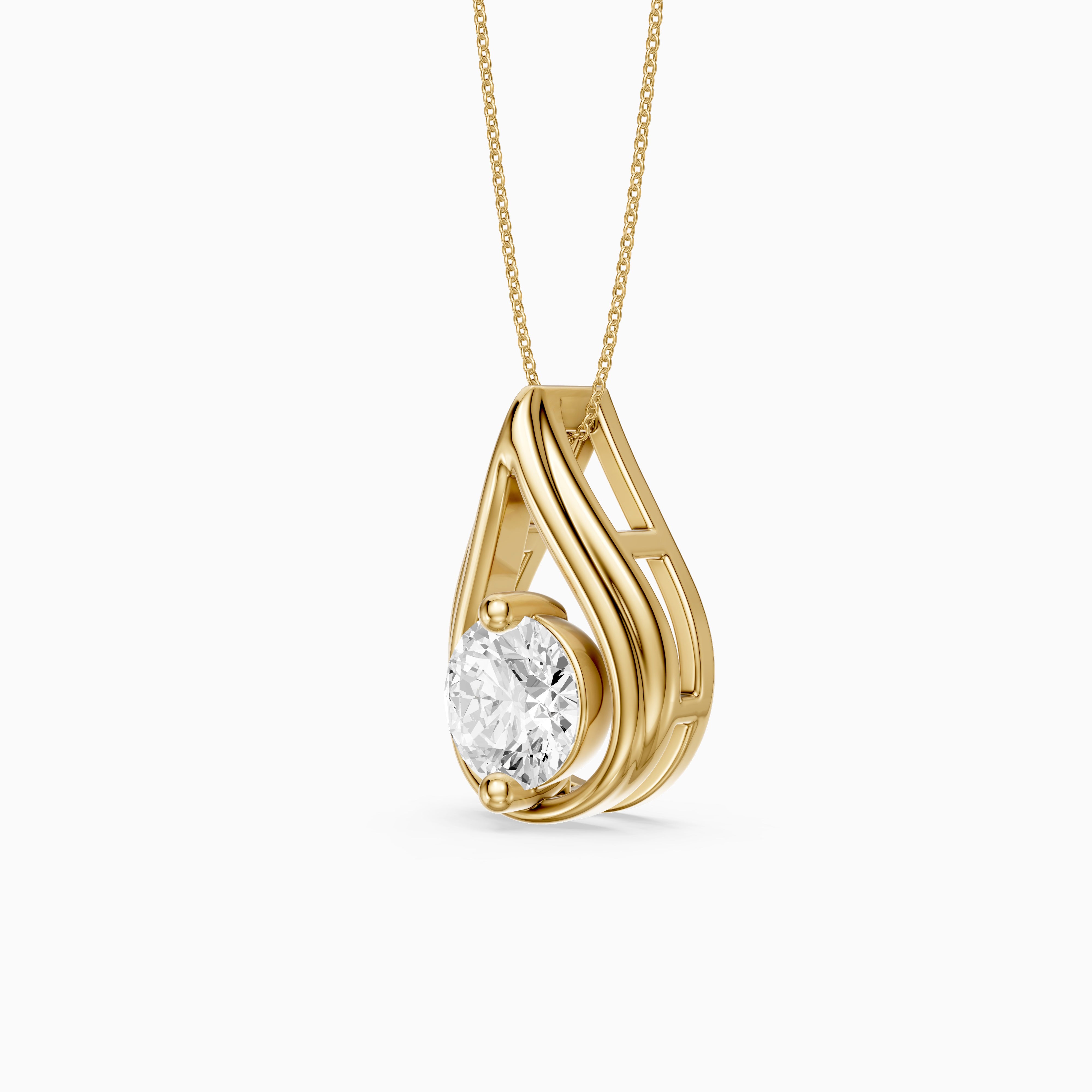 Lucille Floating Round Lab Grown Diamond Teardrop Pendant