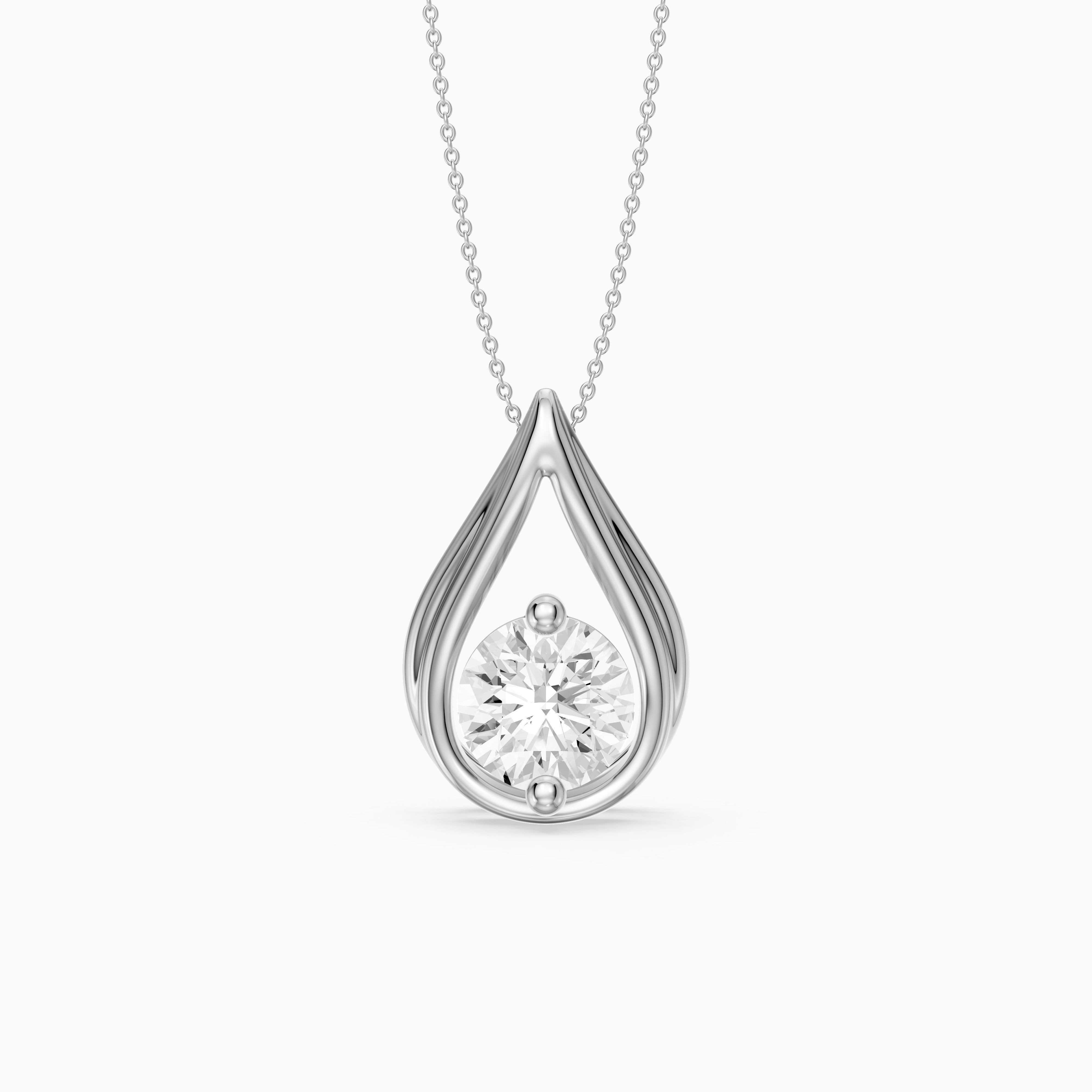 Lucille Floating Round Lab Grown Diamond Teardrop Pendant