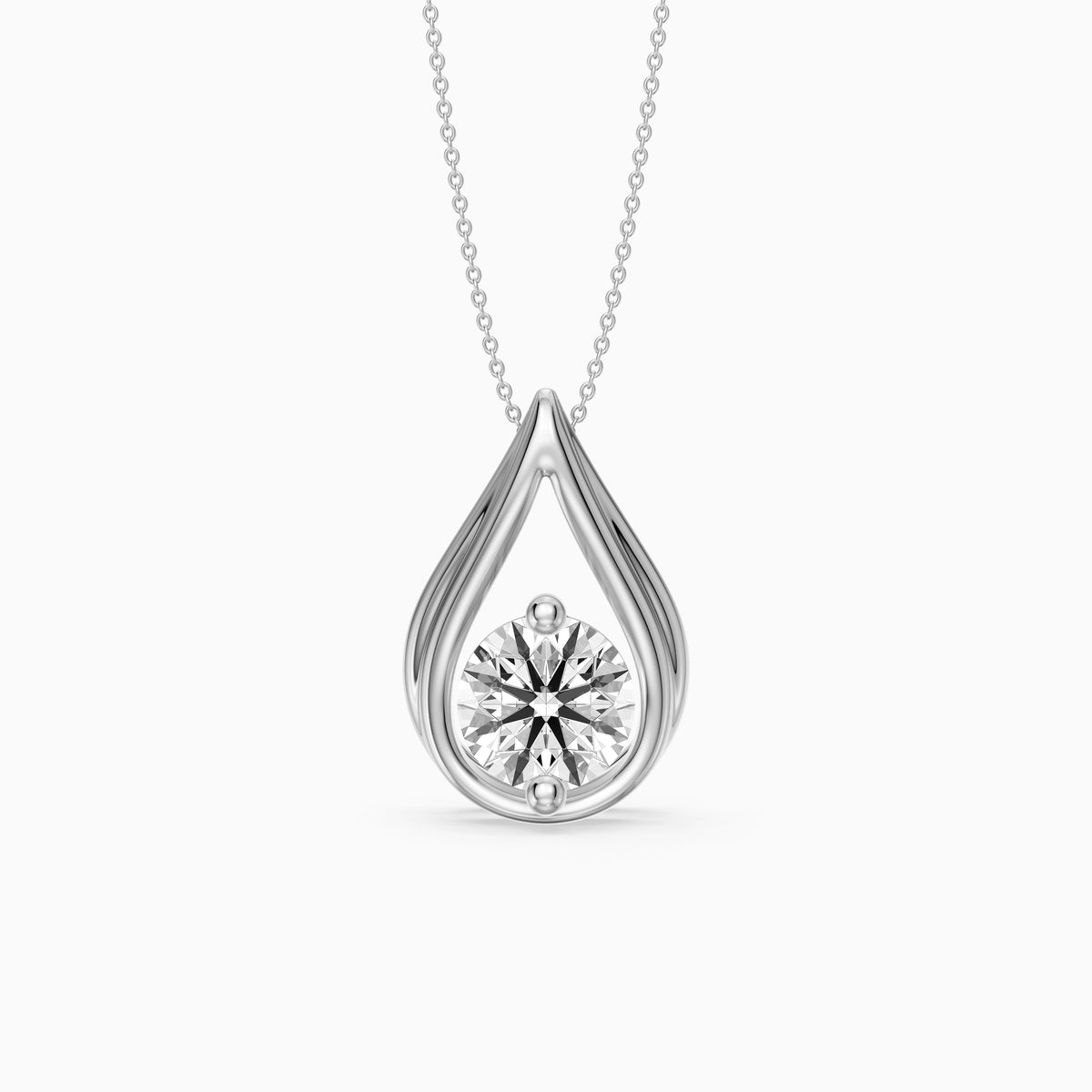 Lucille Floating Round Lab Grown Diamond Teardrop Pendant