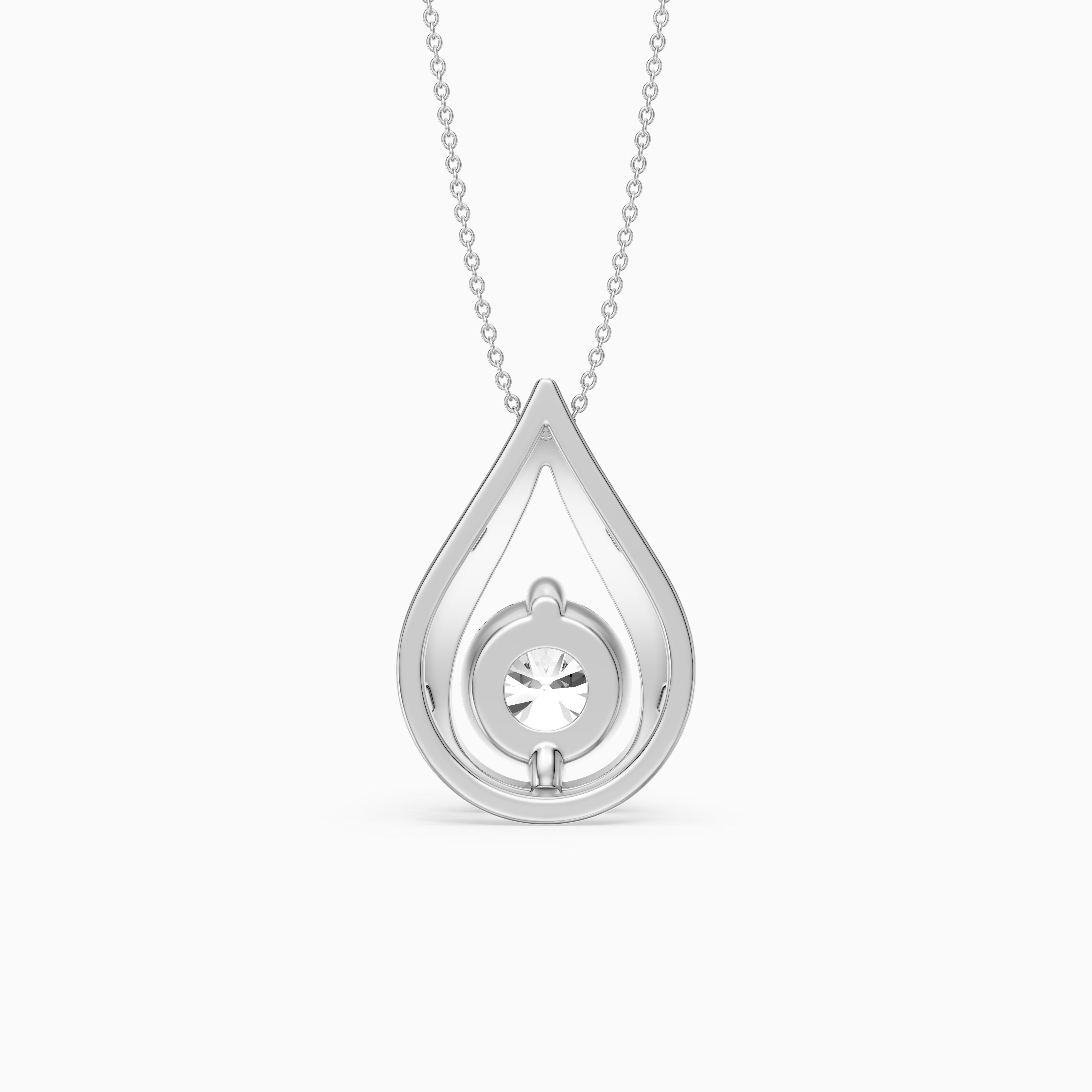 Lucille Floating Round Lab Grown Diamond Teardrop Pendant