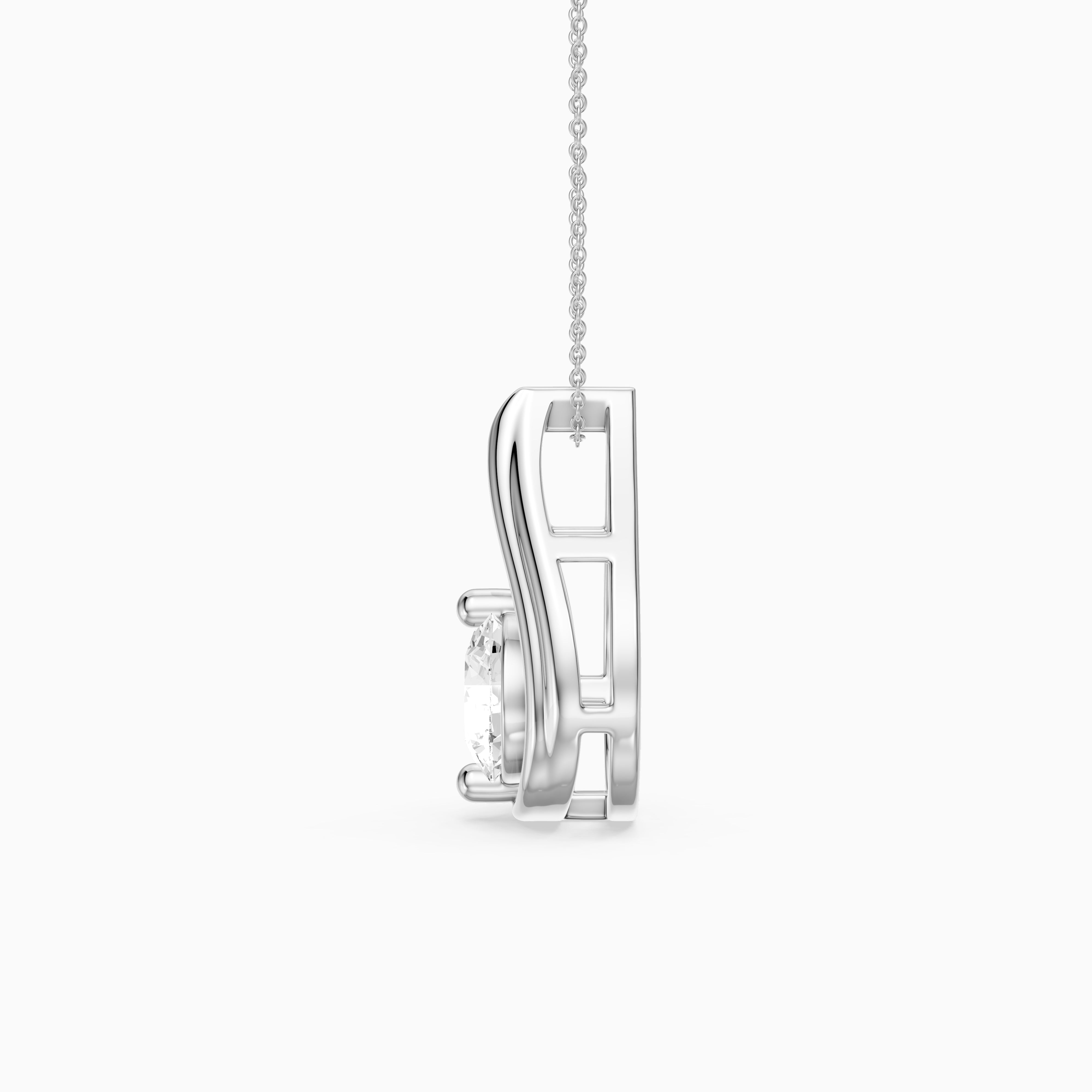 Lucille Floating Round Lab Grown Diamond Teardrop Pendant
