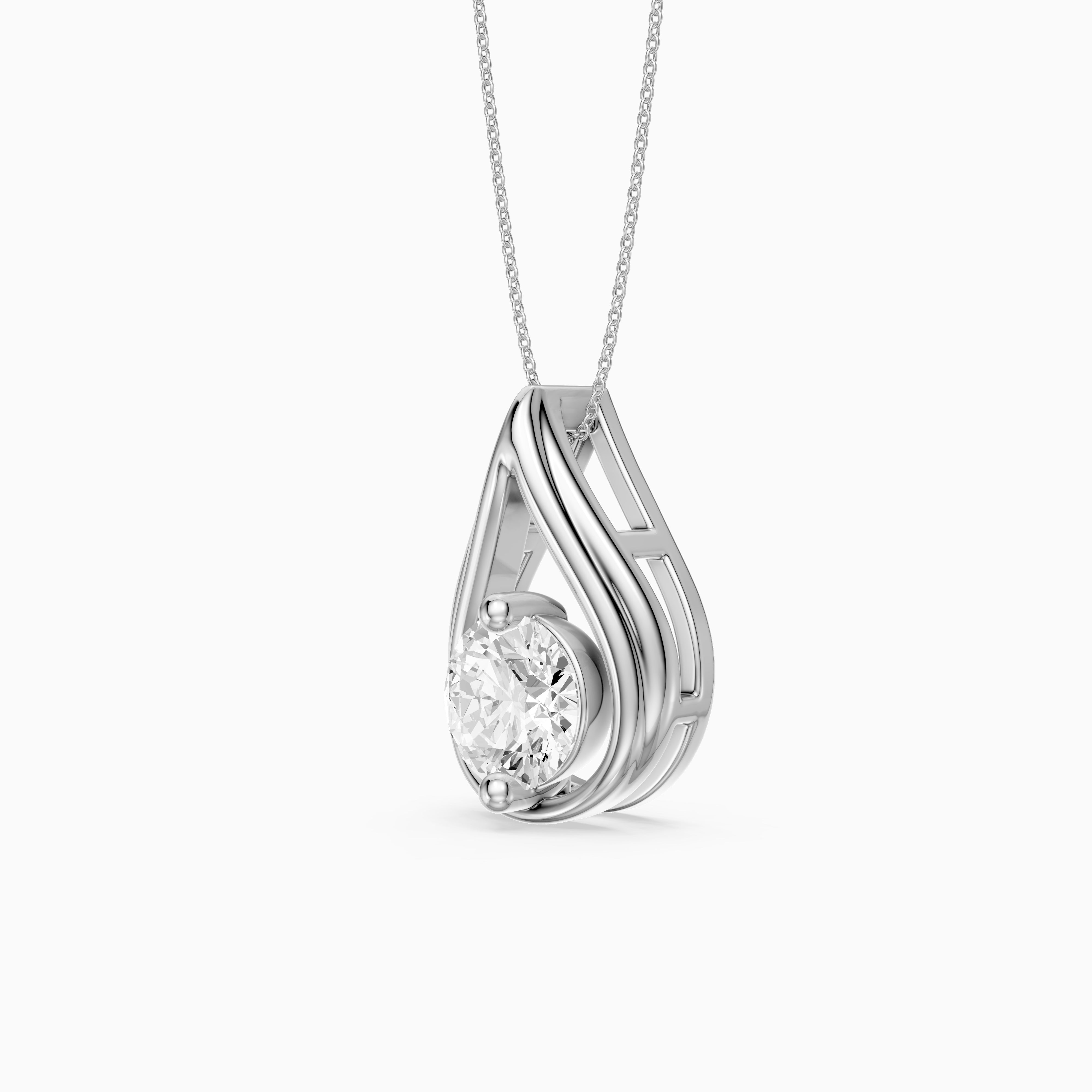 Lucille Floating Round Lab Grown Diamond Teardrop Pendant