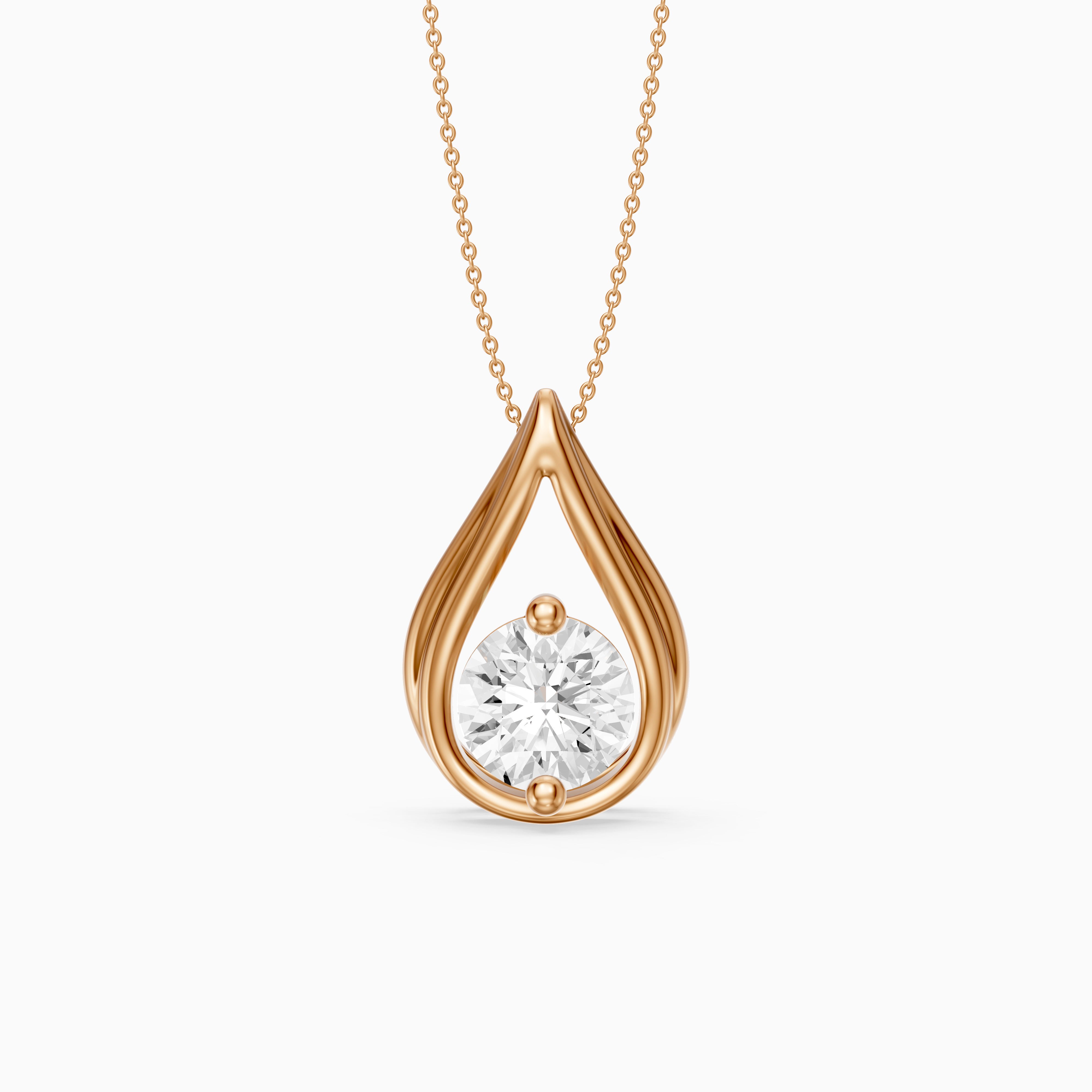 Lucille Floating Round Lab Grown Diamond Teardrop Pendant
