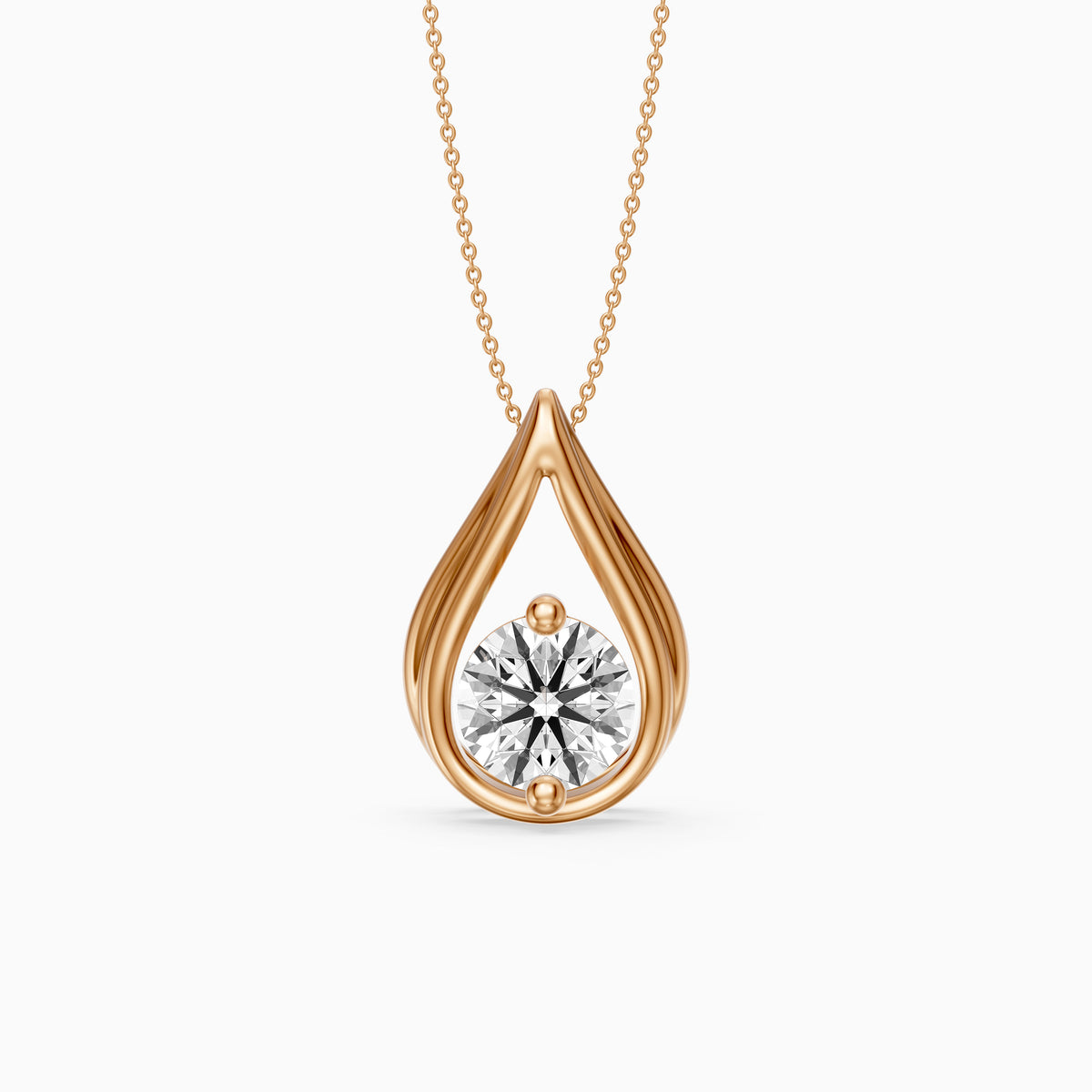 Lucille Floating Round Lab Grown Diamond Teardrop Pendant