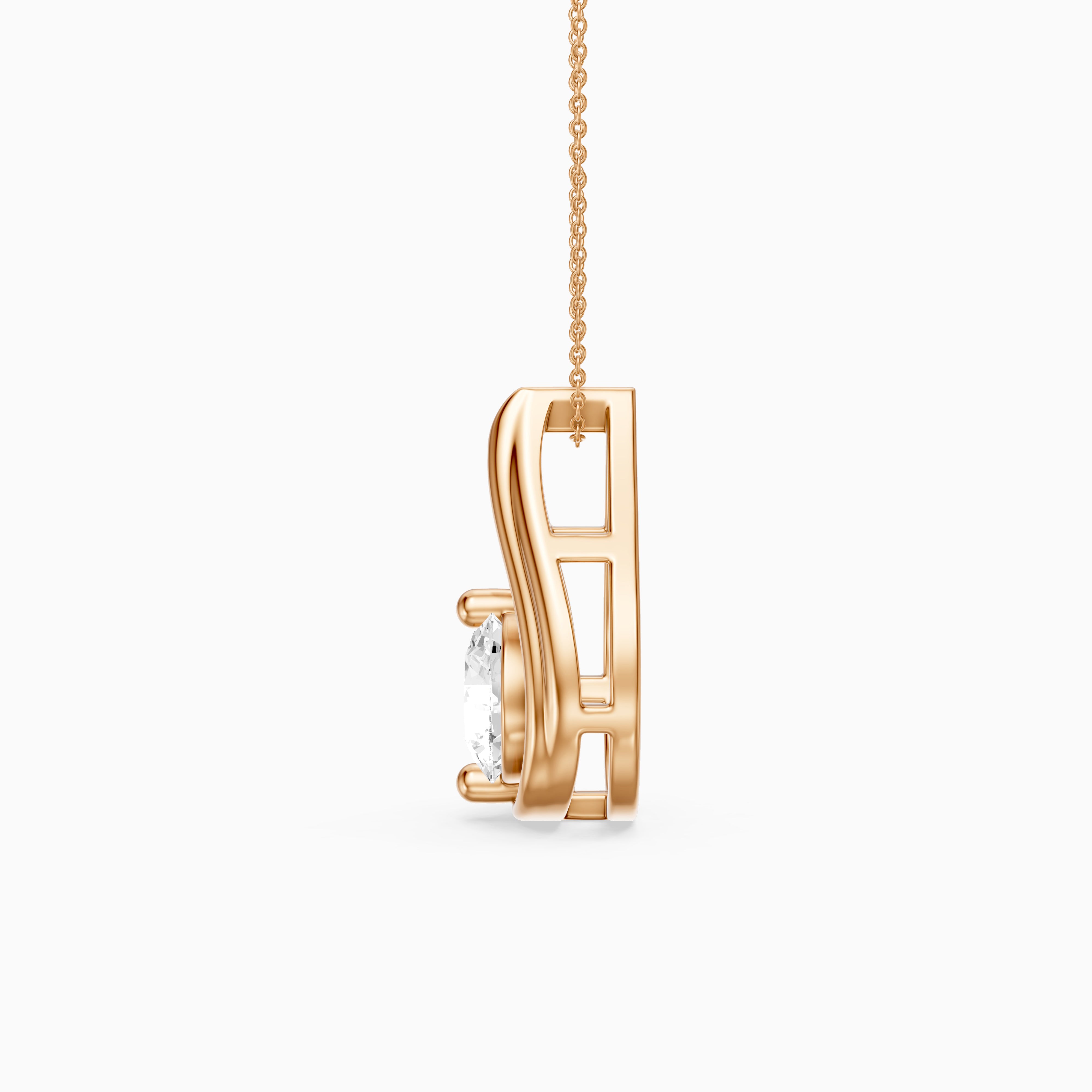 Lucille Floating Round Lab Grown Diamond Teardrop Pendant