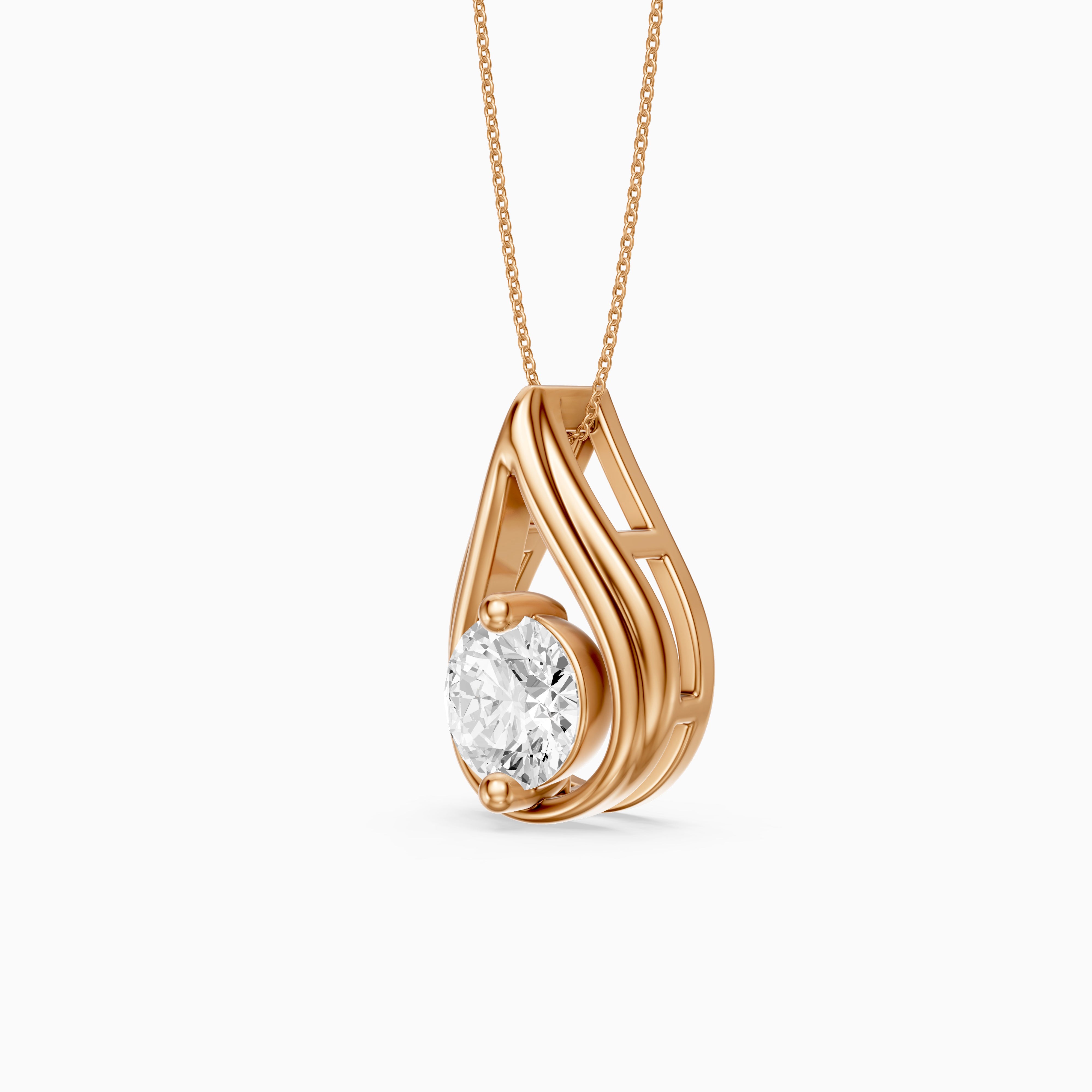 Lucille Floating Round Lab Grown Diamond Teardrop Pendant