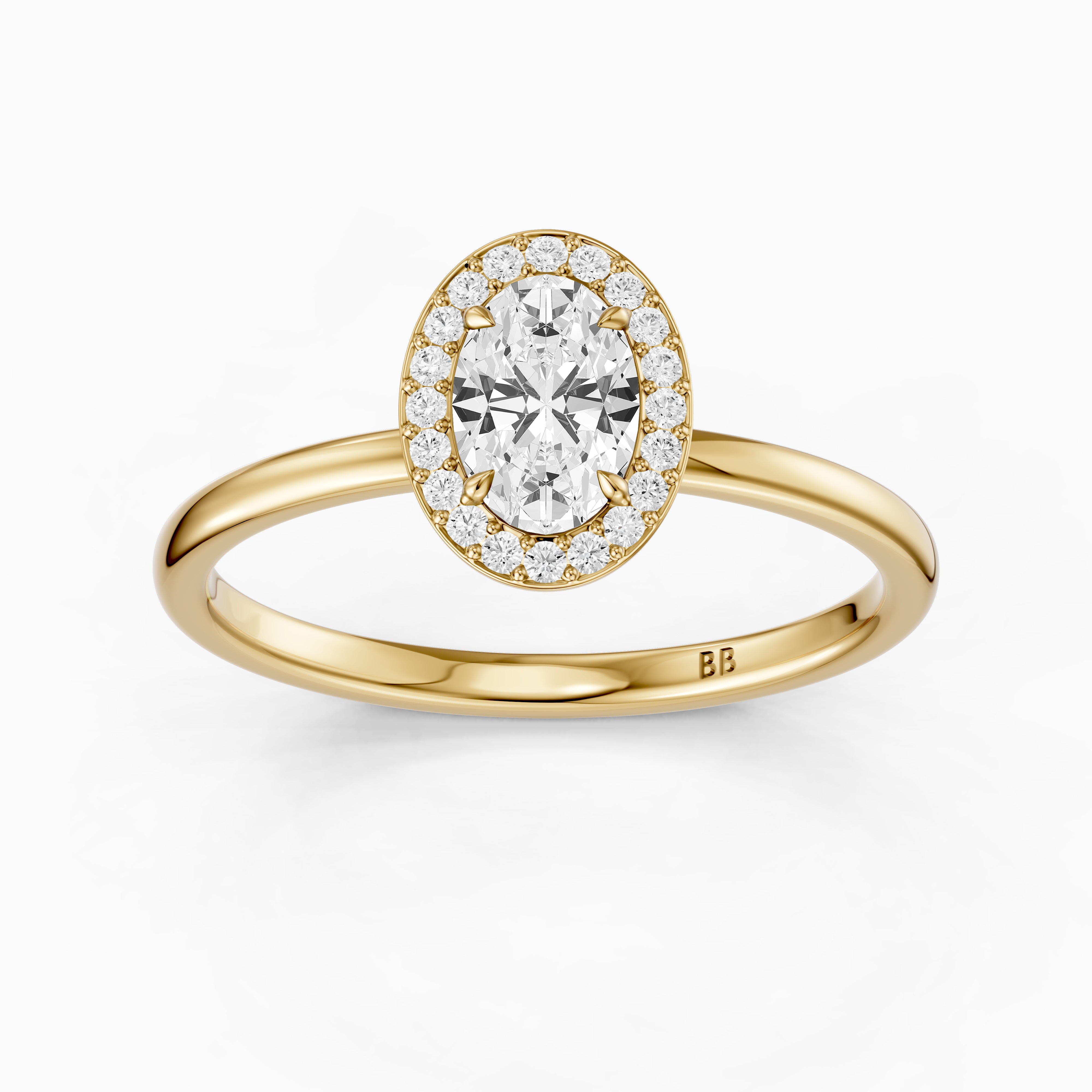 Mariah Oval Cut Halo Moissanite Diamond Engagement Ring