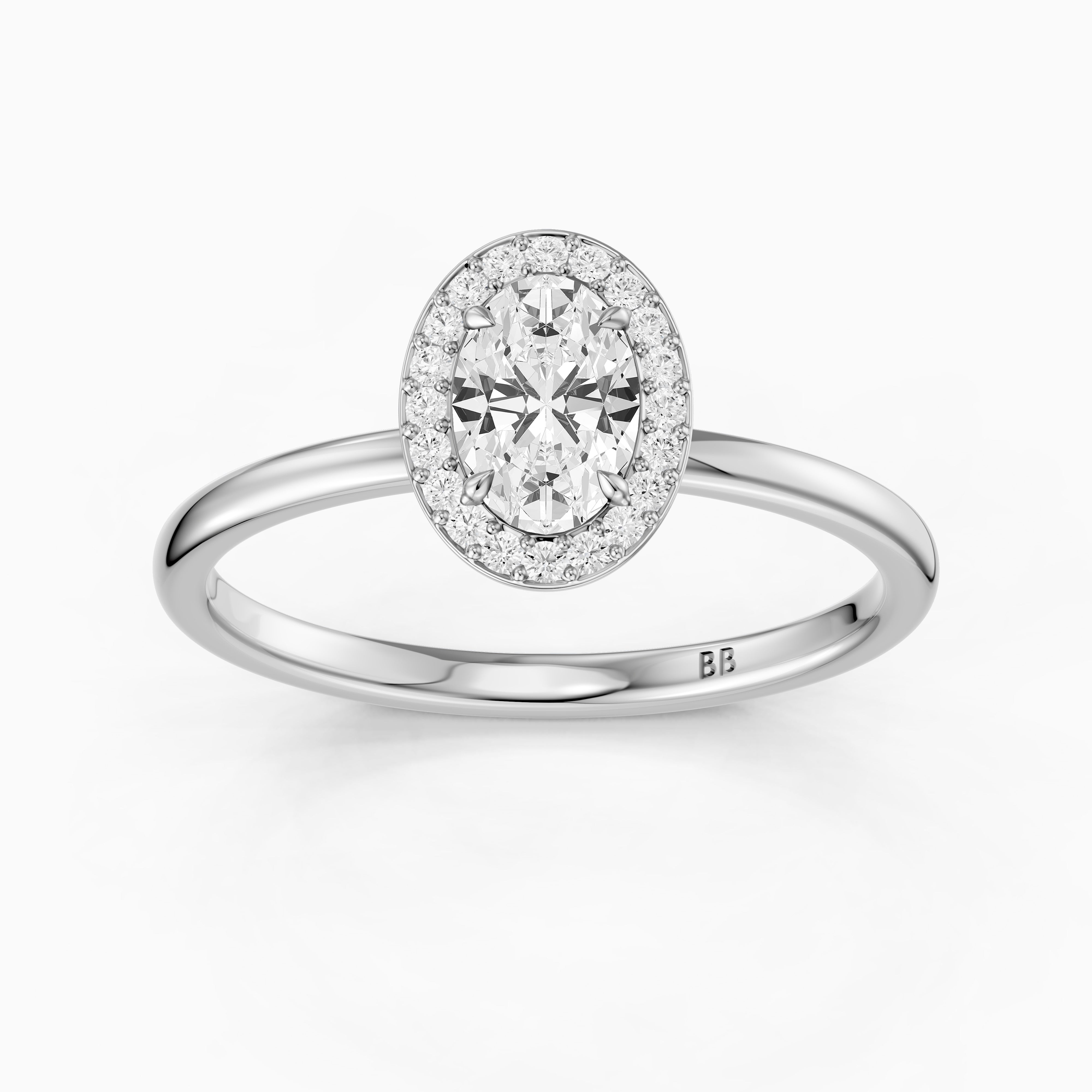 Mariah Oval Cut Halo Moissanite Diamond Engagement Ring