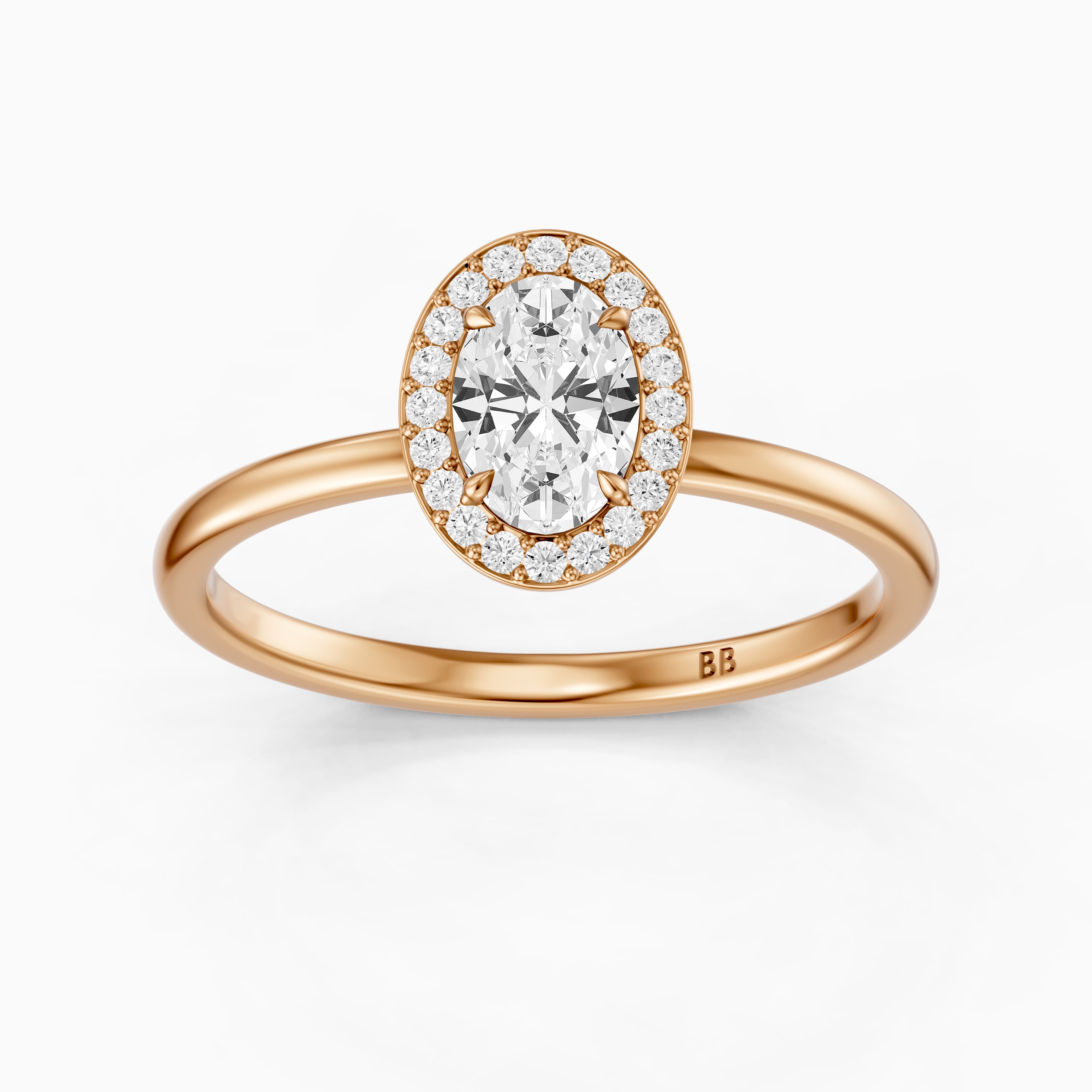 Mariah Oval Cut Halo Moissanite Diamond Engagement Ring