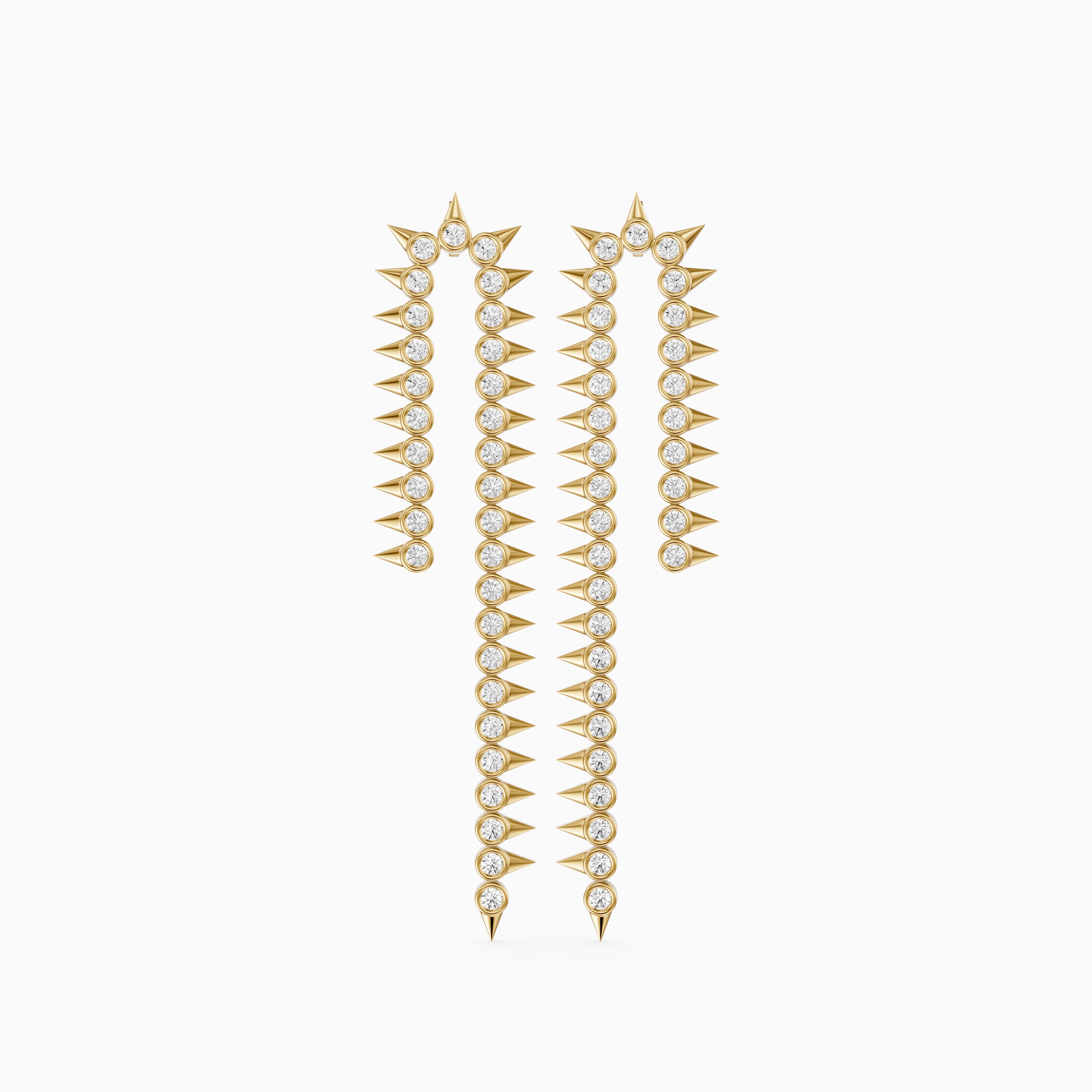Goldie Round Cut Lab Grown Diamond Spike Dangle Earrings
