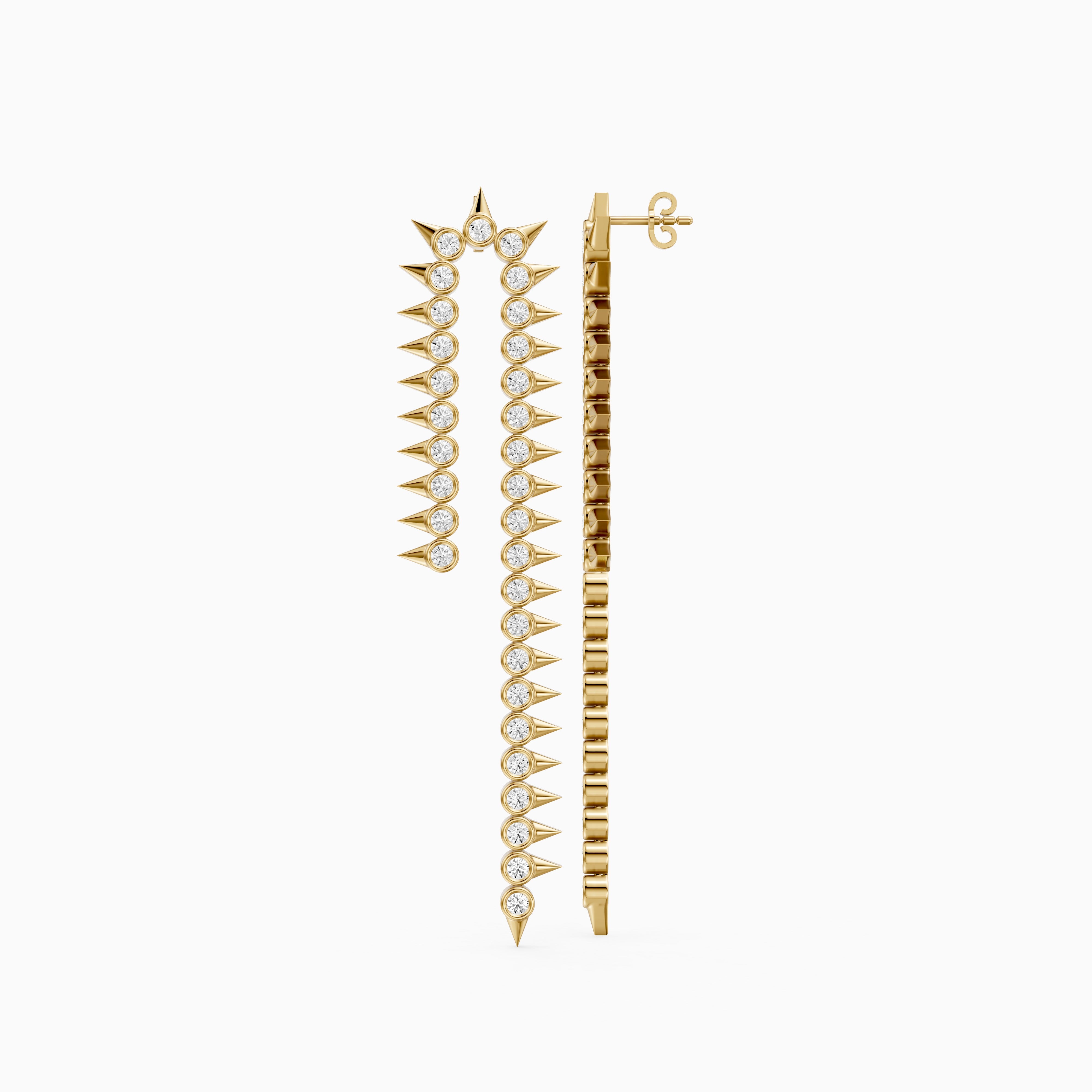 Goldie Round Cut Lab Grown Diamond Spike Dangle Earrings