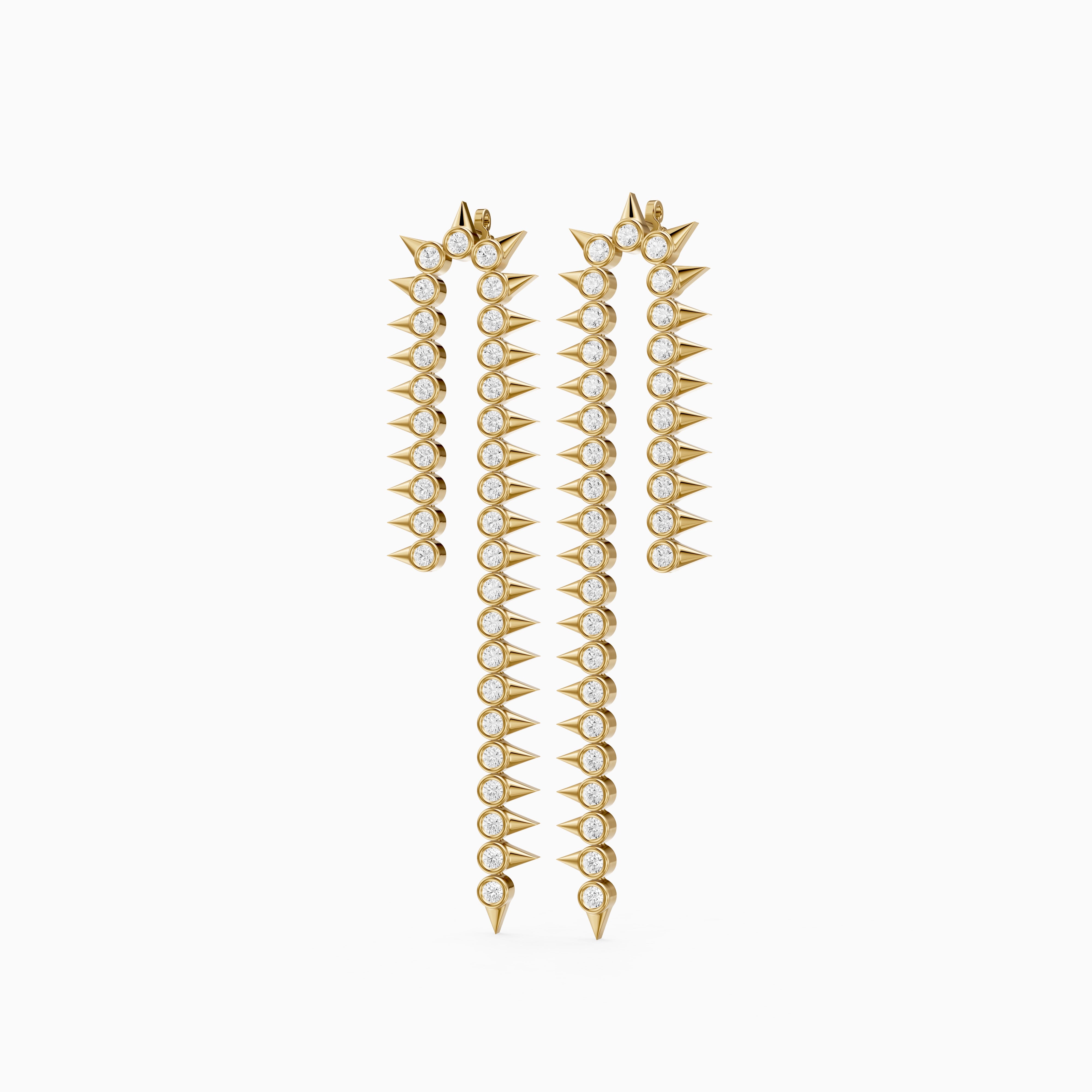 Goldie Round Cut Lab Grown Diamond Spike Dangle Earrings