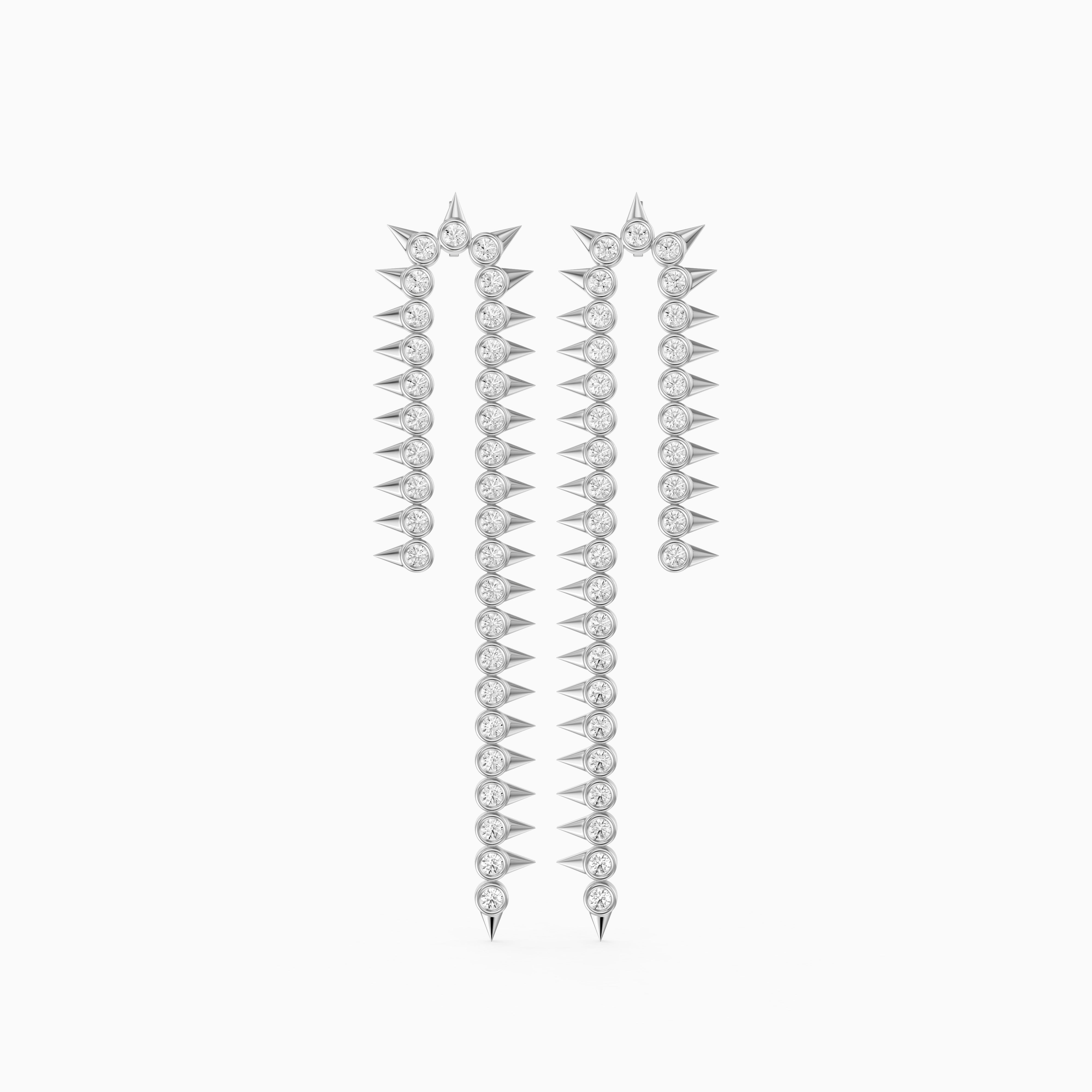 Goldie Round Cut Lab Grown Diamond Spike Dangle Earrings
